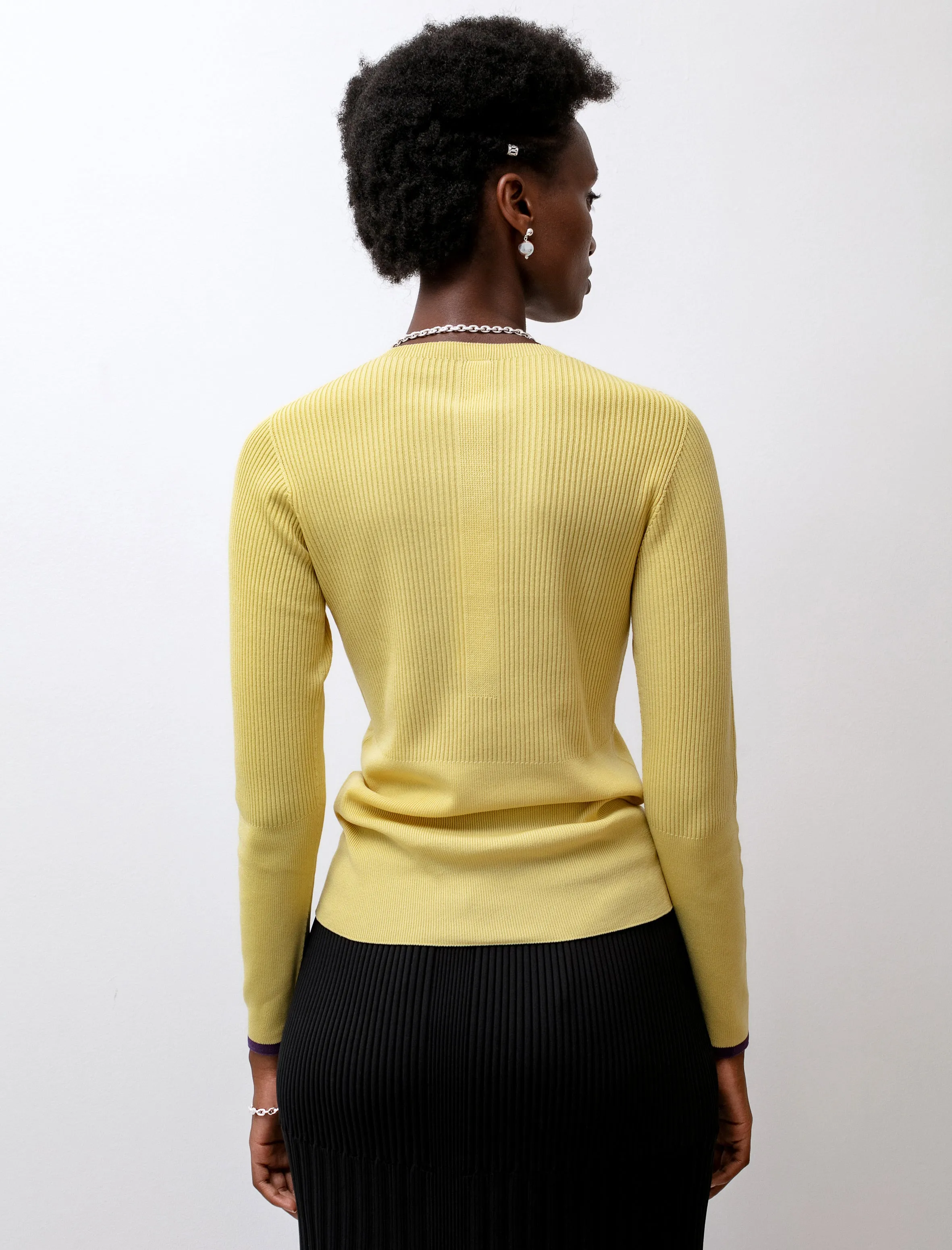 Cupro Rib Top Yellow/Purple