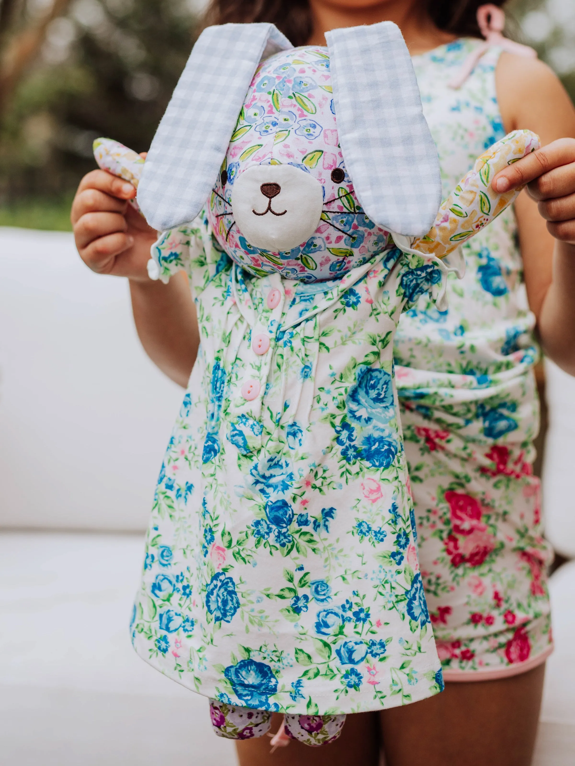 Doll Ruffled Play Dress - Garden Blue Roses