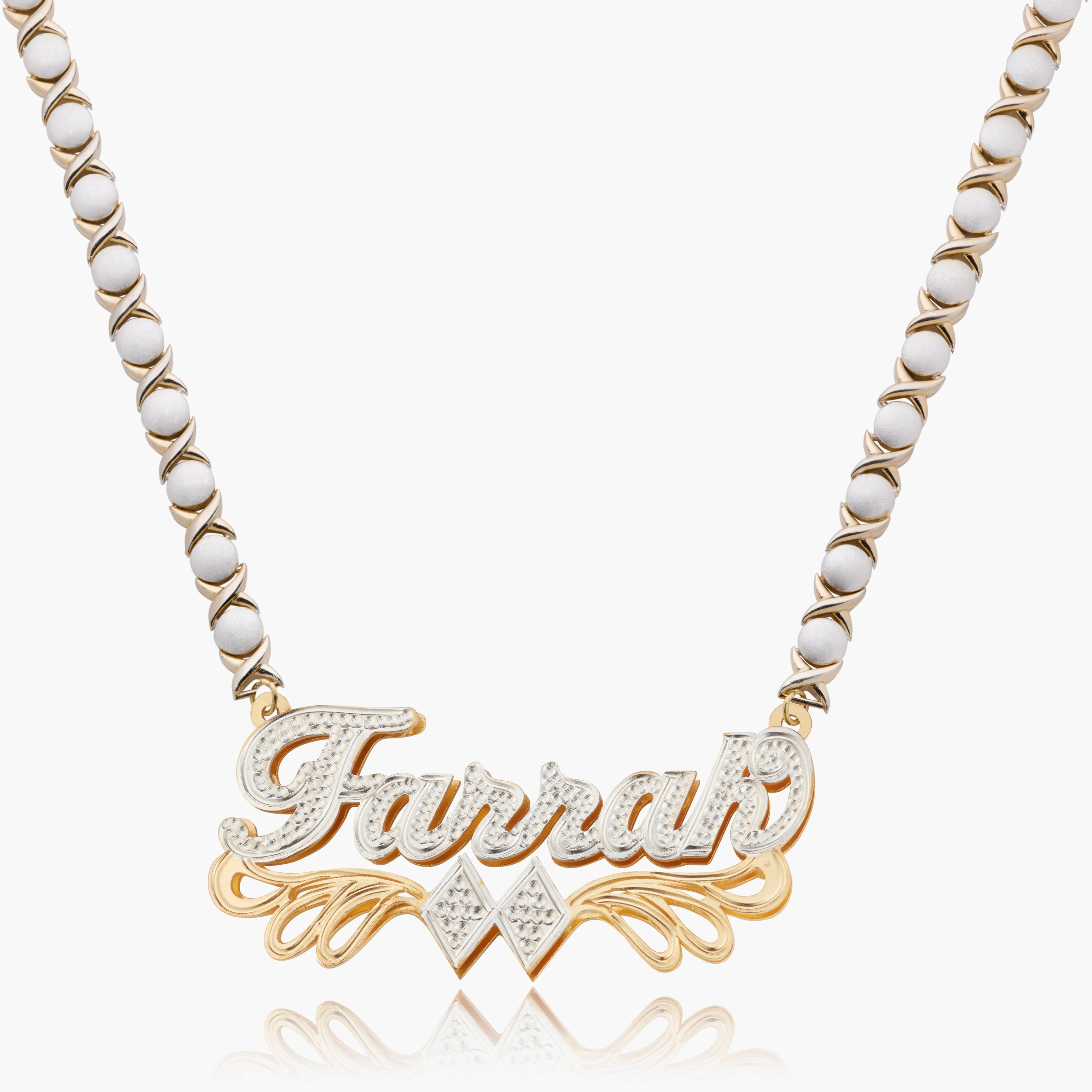 Double Plated Diamond Name Necklace