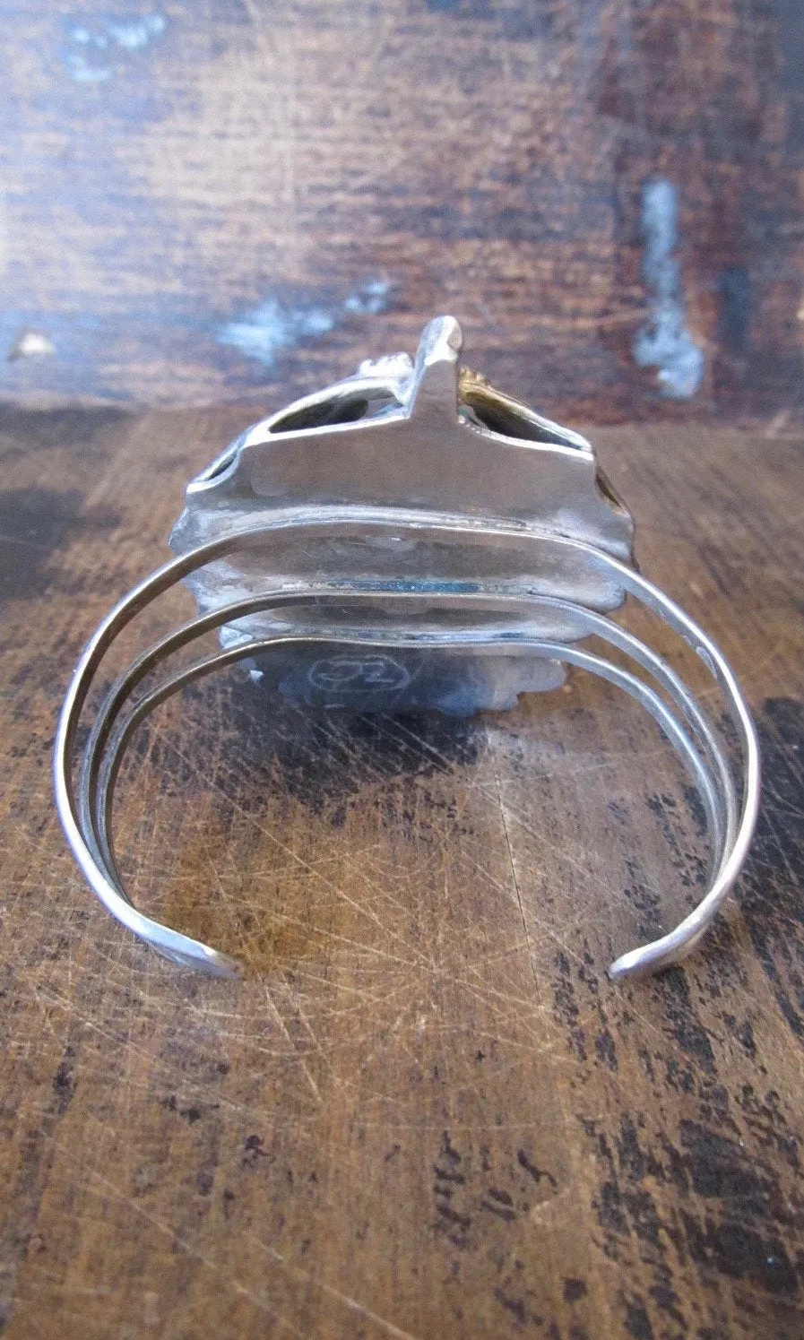 FALLING LEAVES 1960s Sterling Silver & Teardrop Turquoise Cuff