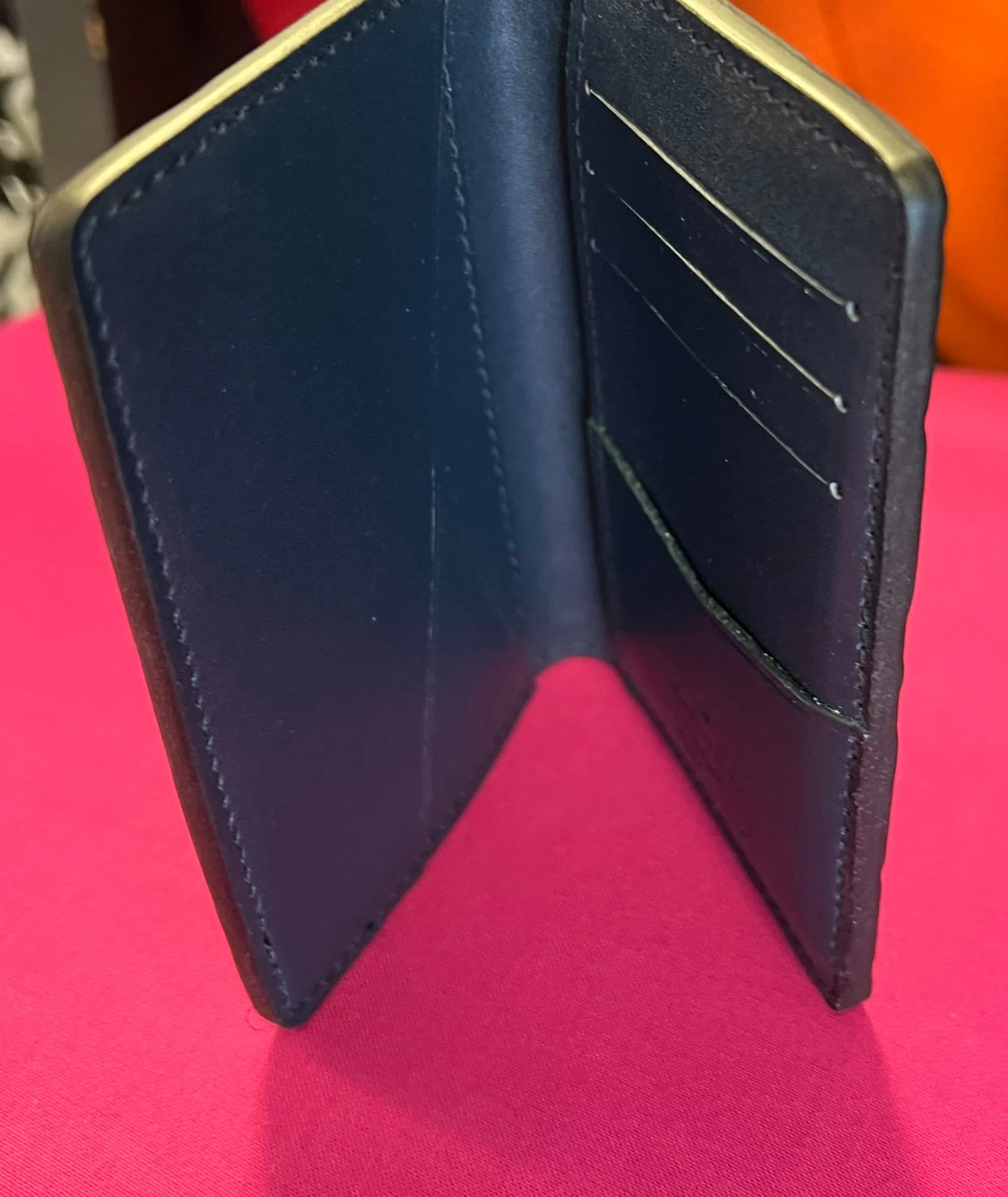 Fashion Leather fold wallet card slot blue organizer