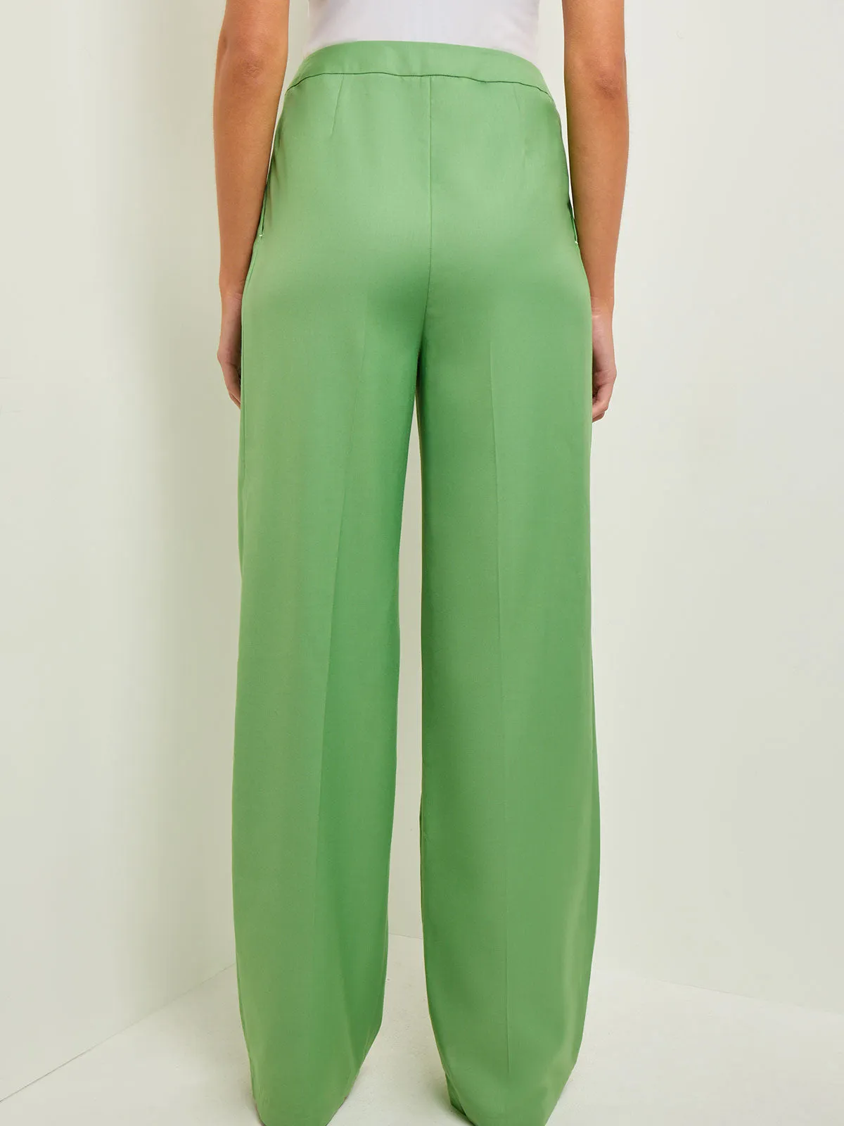 Front Zip Straight Leg Pants - Pleated Woven