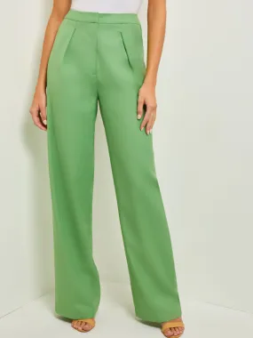 Front Zip Straight Leg Pants - Pleated Woven