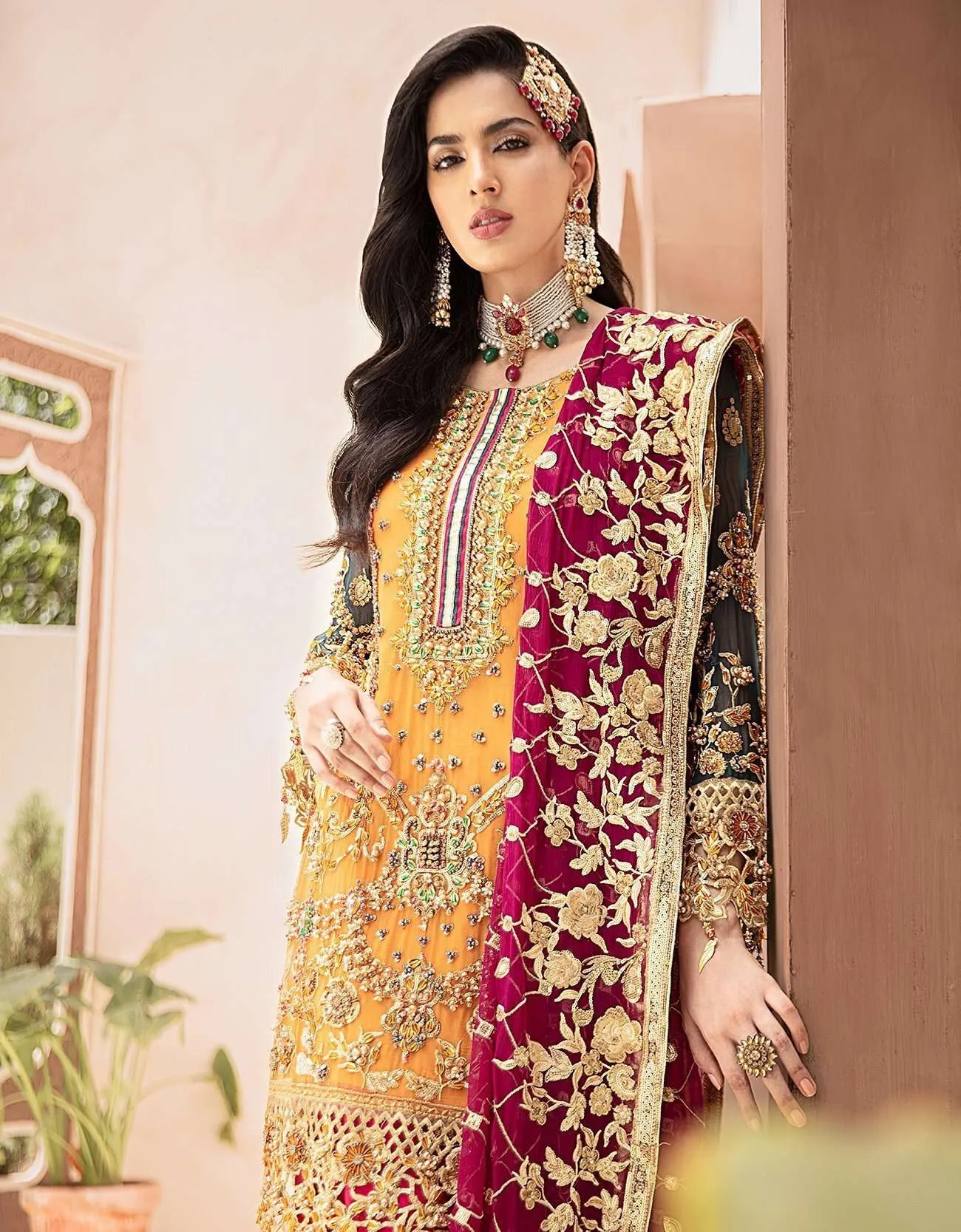 Georgette with Heavy Embroidery and Hand Work Unstitched Party Wear Pakistani Suits