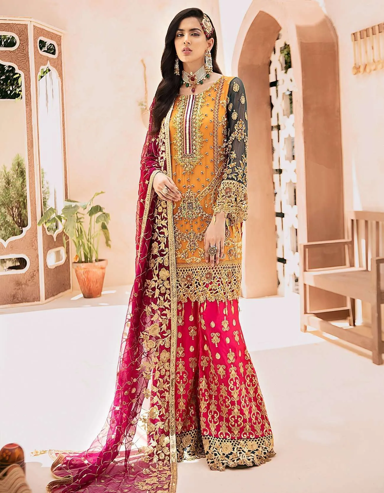 Georgette with Heavy Embroidery and Hand Work Unstitched Party Wear Pakistani Suits