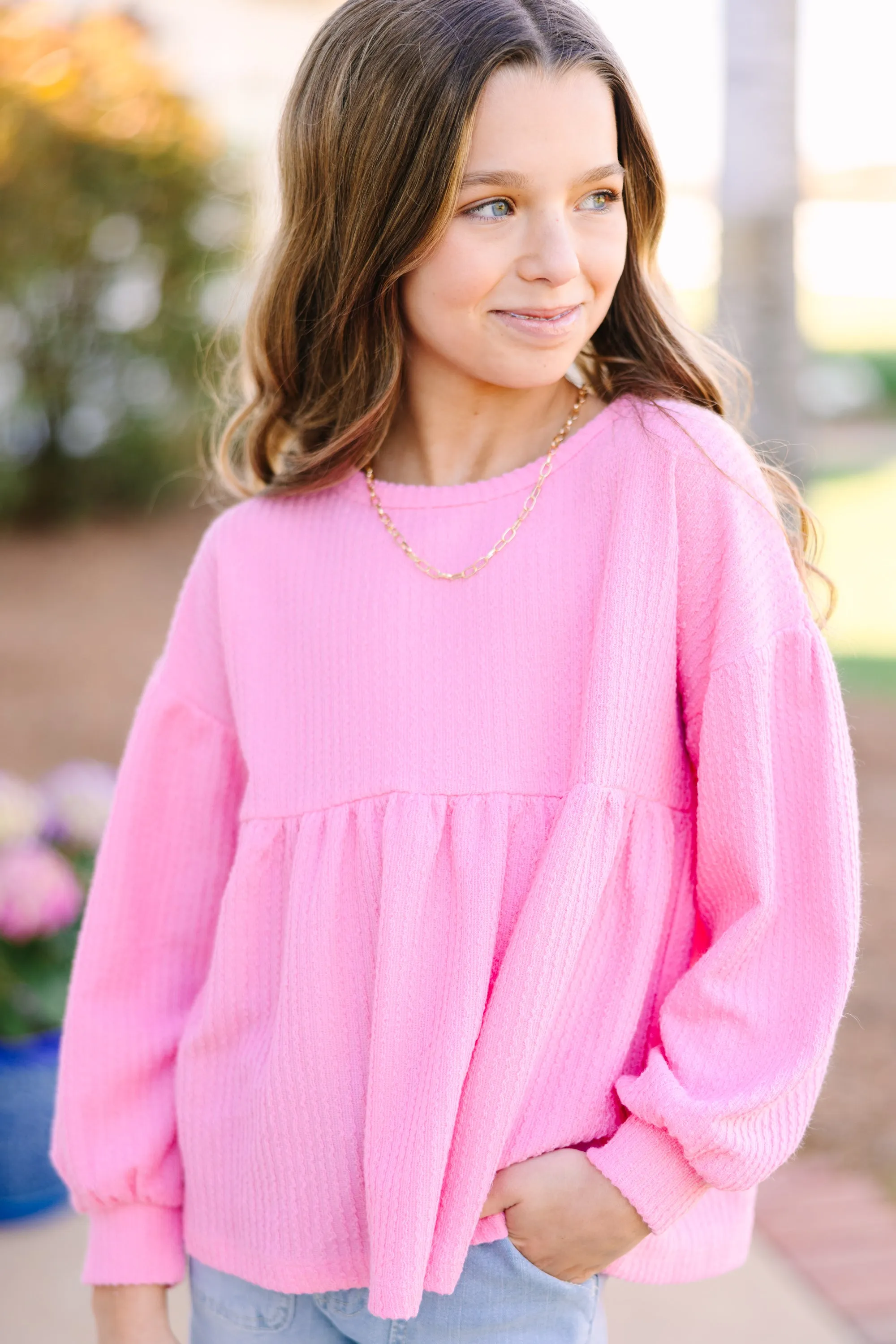 Girls: Make You Happy Pink Textured Top