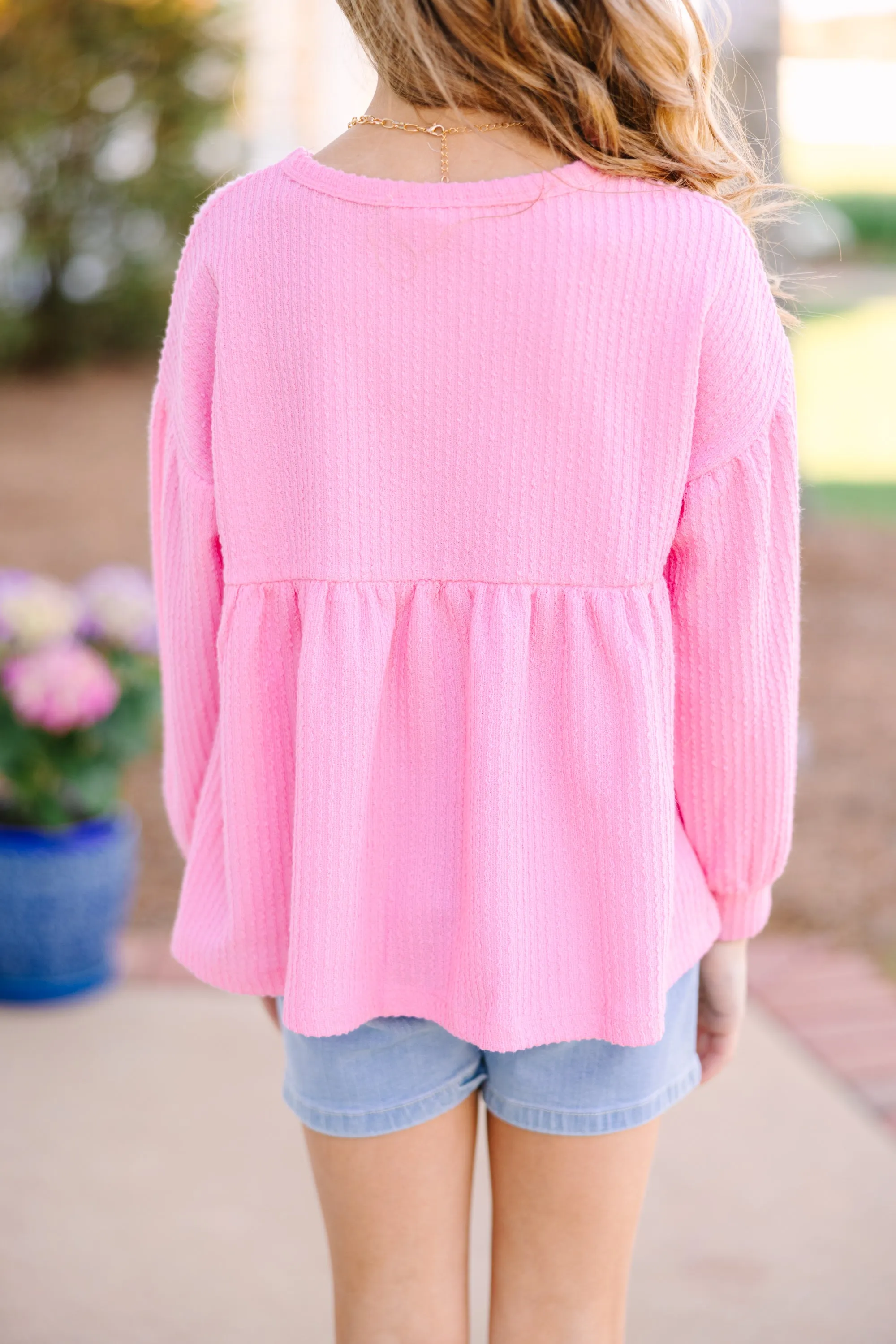 Girls: Make You Happy Pink Textured Top