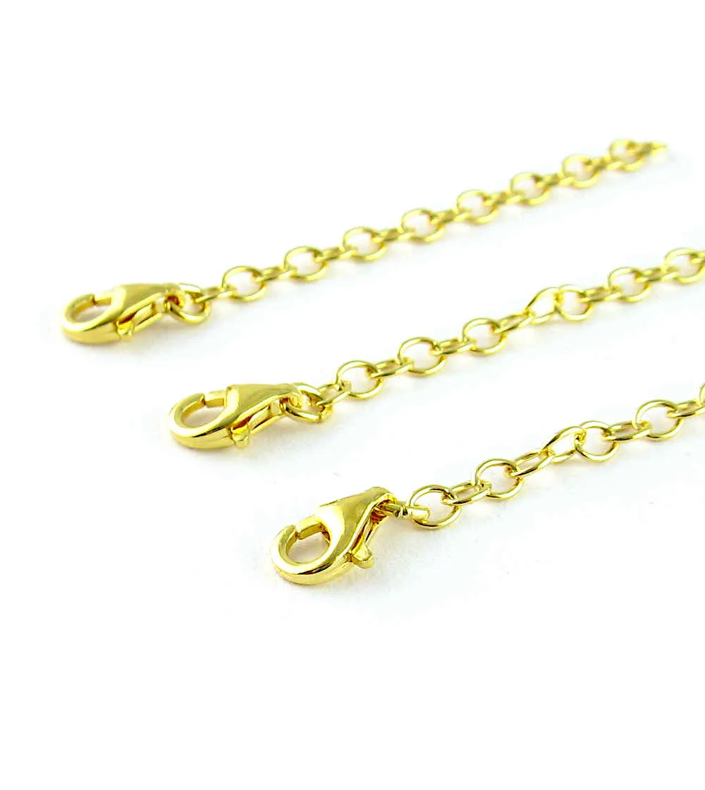 Gold-Plated Sterling Silver Extender Chains with 8 mm Lobster Clasp