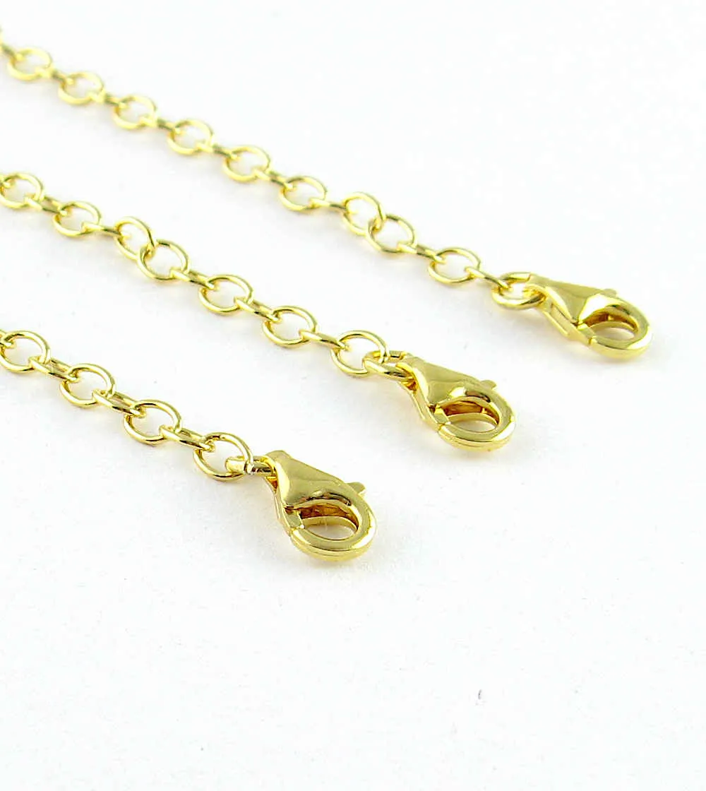 Gold-Plated Sterling Silver Extender Chains with 8 mm Lobster Clasp