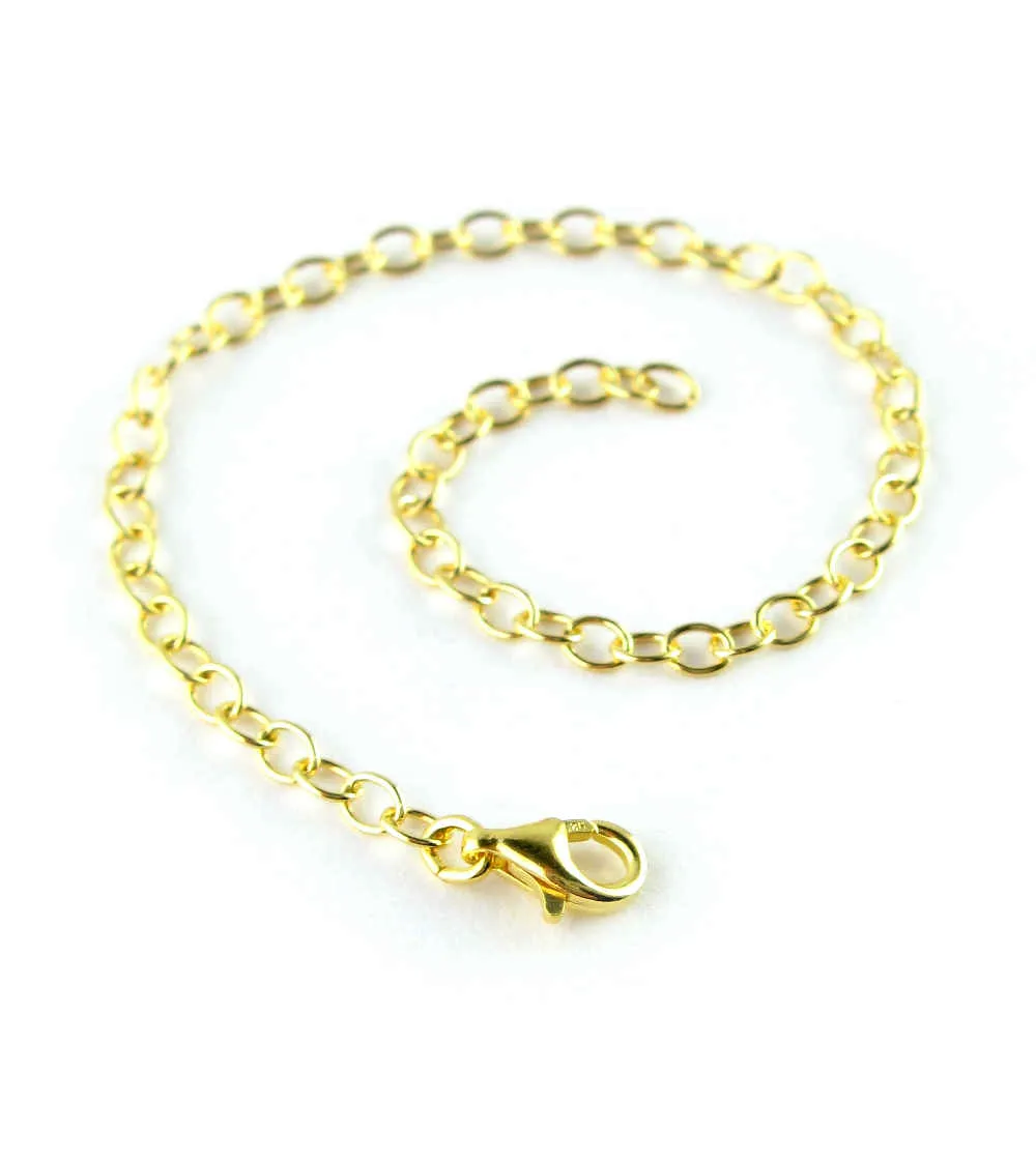 Gold-Plated Sterling Silver Extender Chains with 8 mm Lobster Clasp