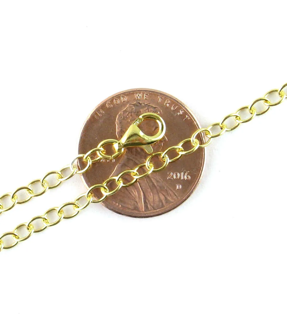 Gold-Plated Sterling Silver Extender Chains with 8 mm Lobster Clasp