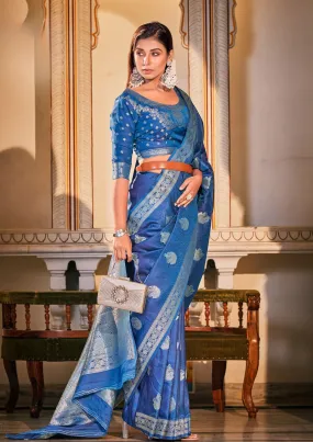 Gorgeous Women's Banarasi Jacquard & Dual Tone Art Silk Saree with Unstitched Blouse Piece