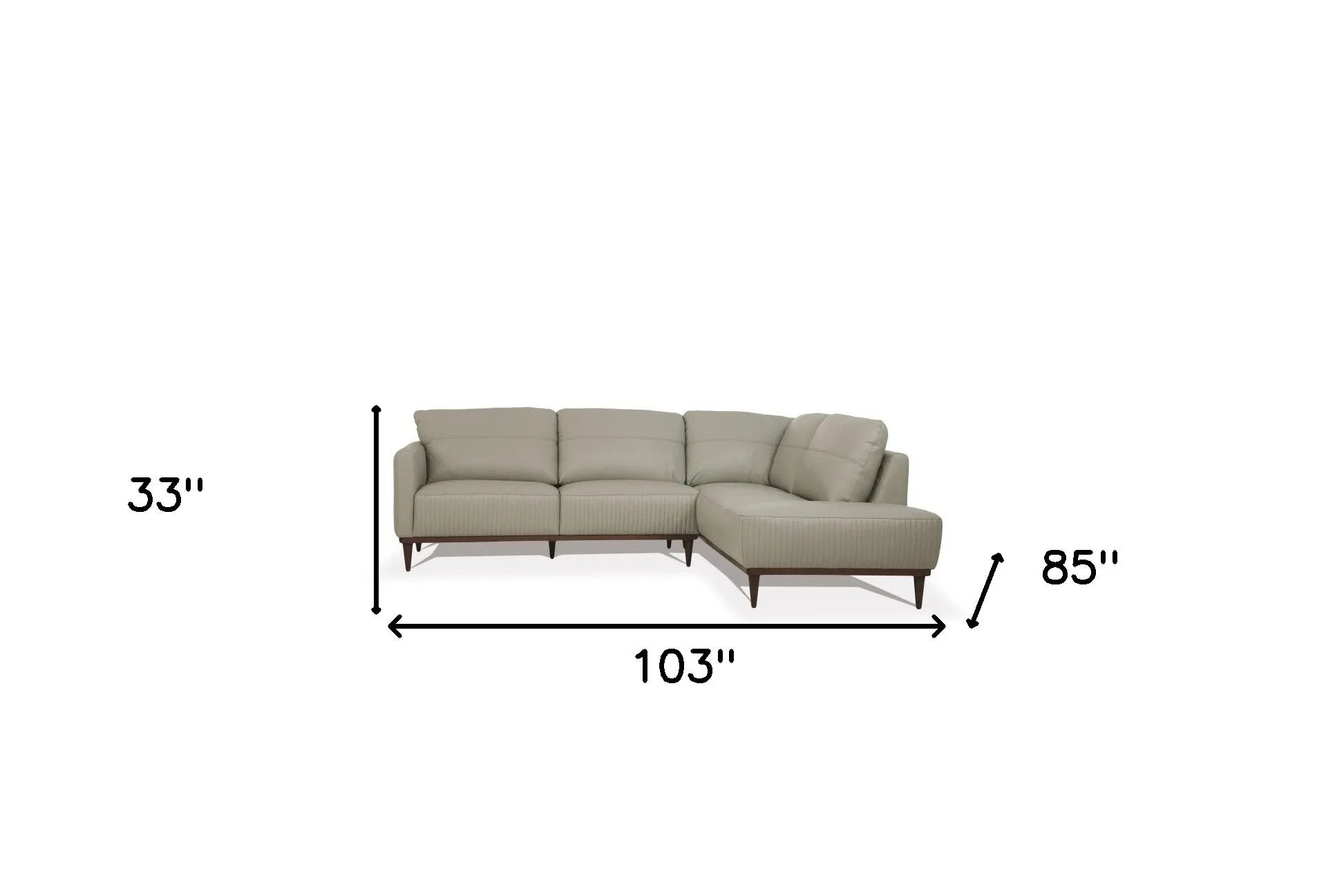 Green Leather L Shaped Two Piece Sofa and Chaise Sectional