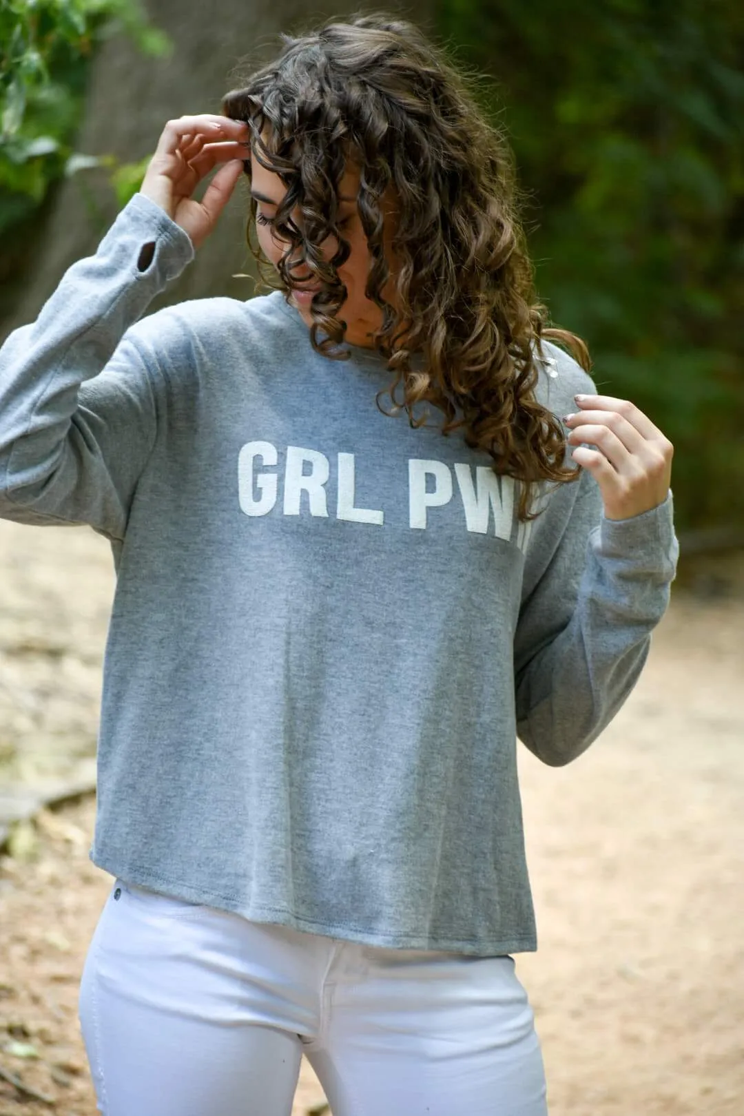 GRL PWR Light Grey Soft Sweater