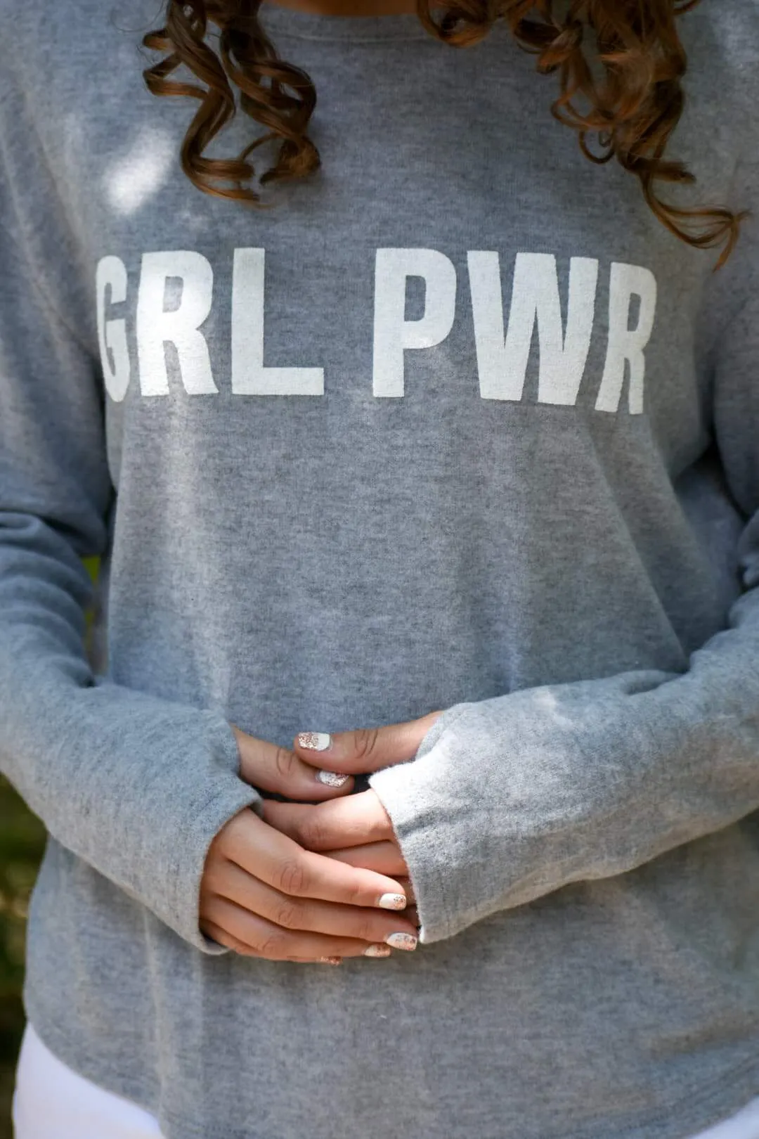 GRL PWR Light Grey Soft Sweater