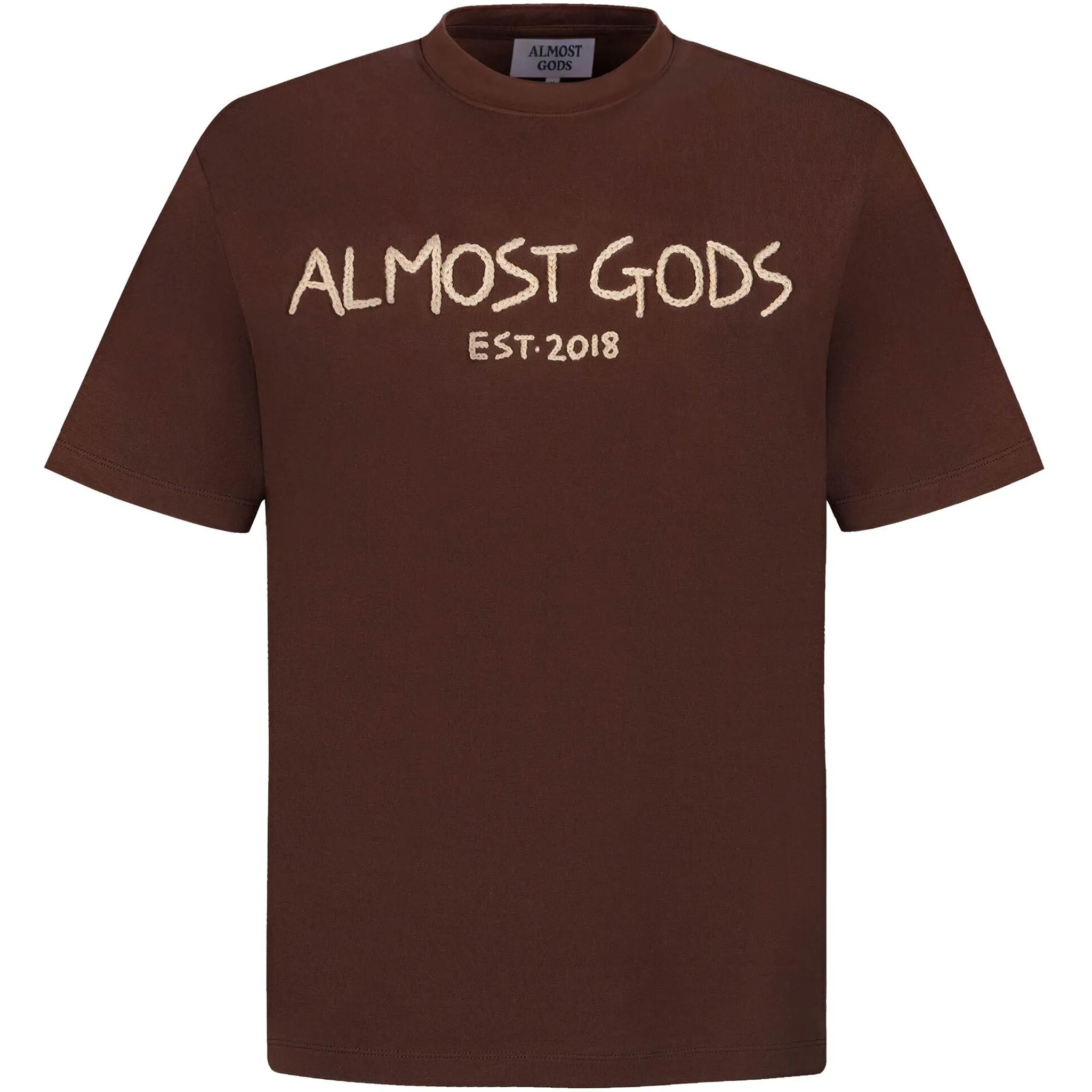 Hand Embroidered Aari Tee (Brown)