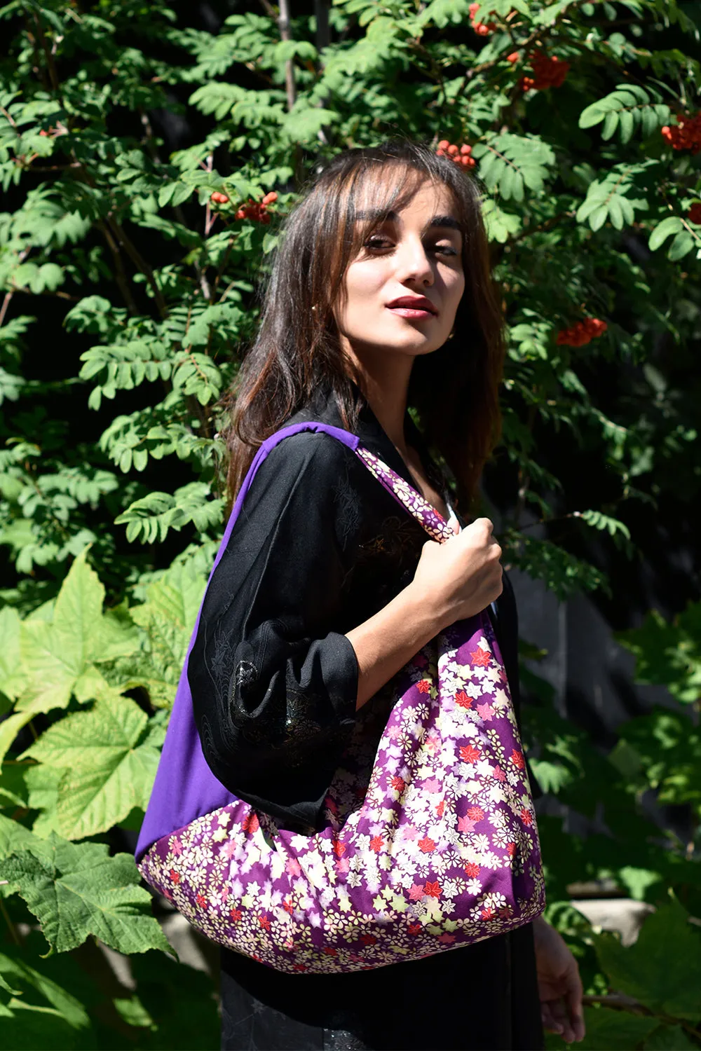 *Handmade* Origami bag | Market bag | Purple floral