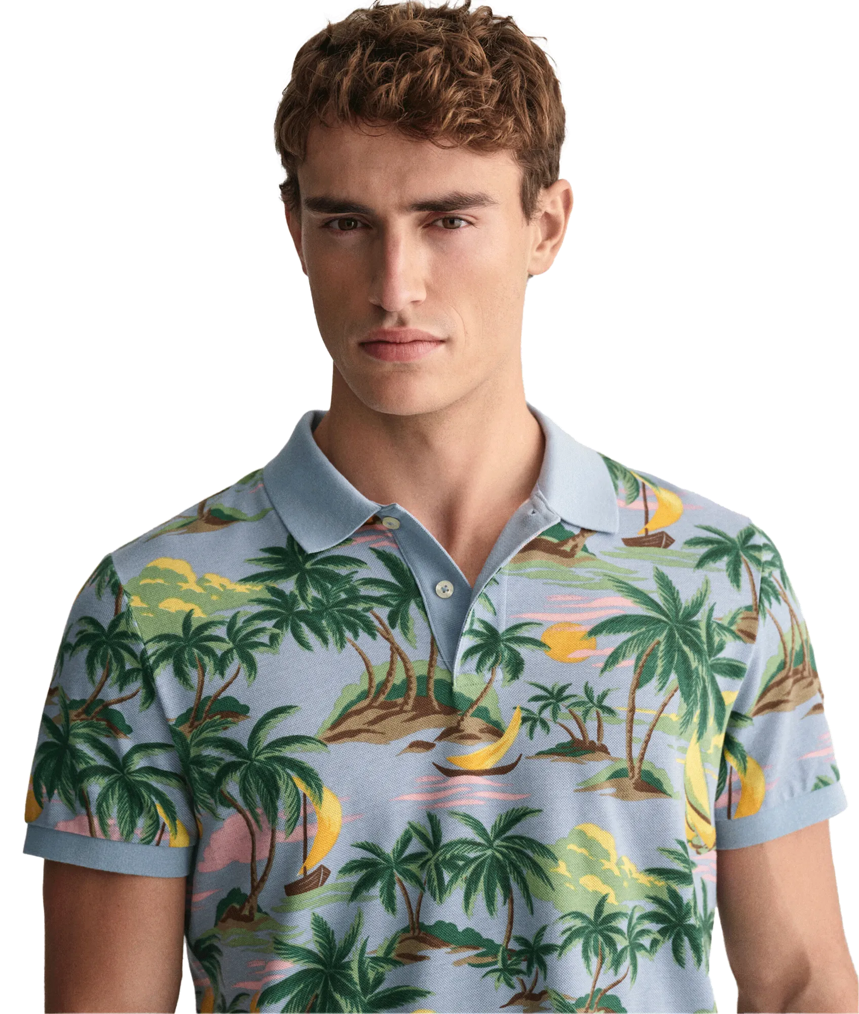 Hawaiian Print Polo Shirt - Multi