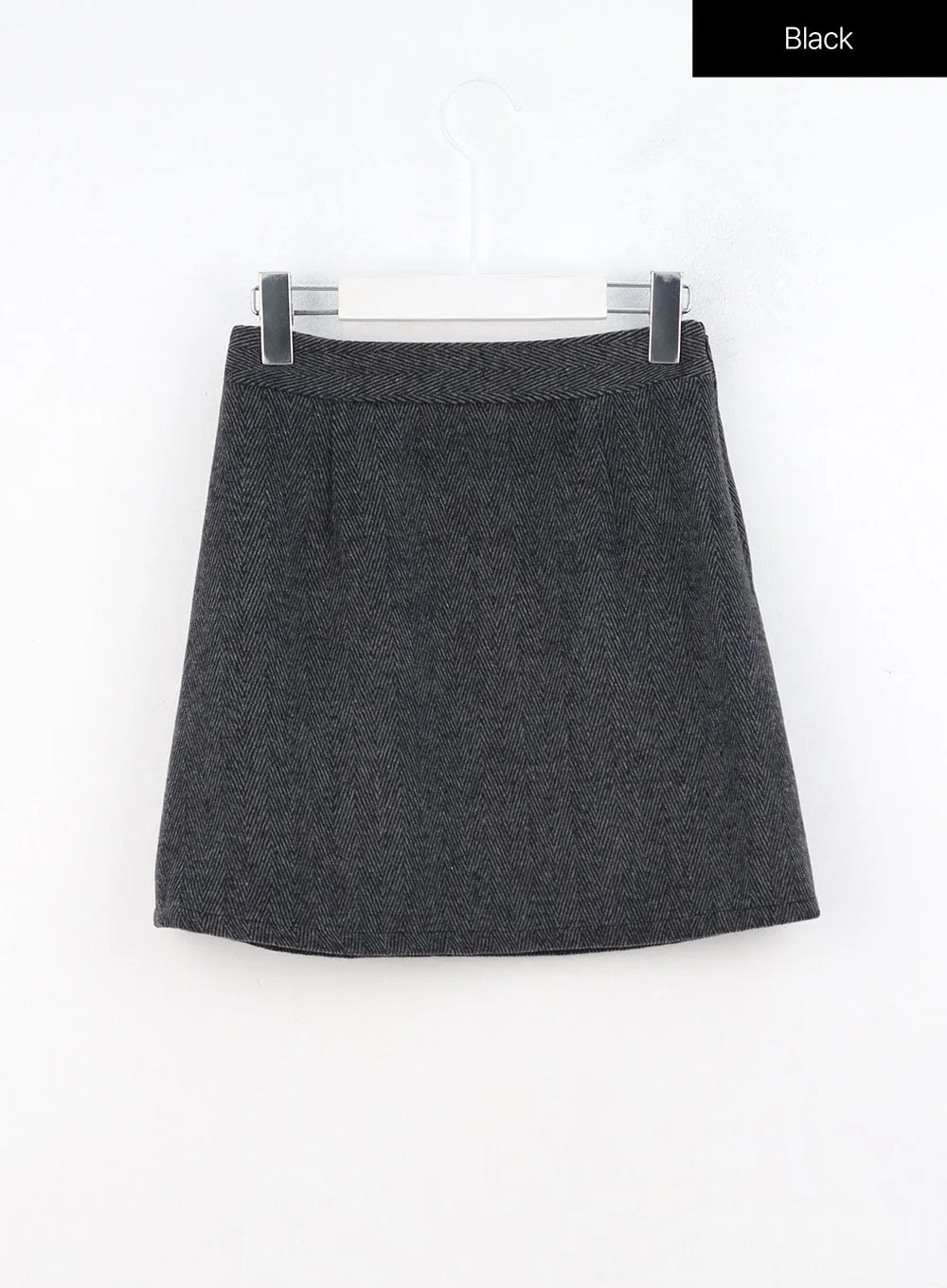 Herringbone Wool Blend Mini Skirt OO327