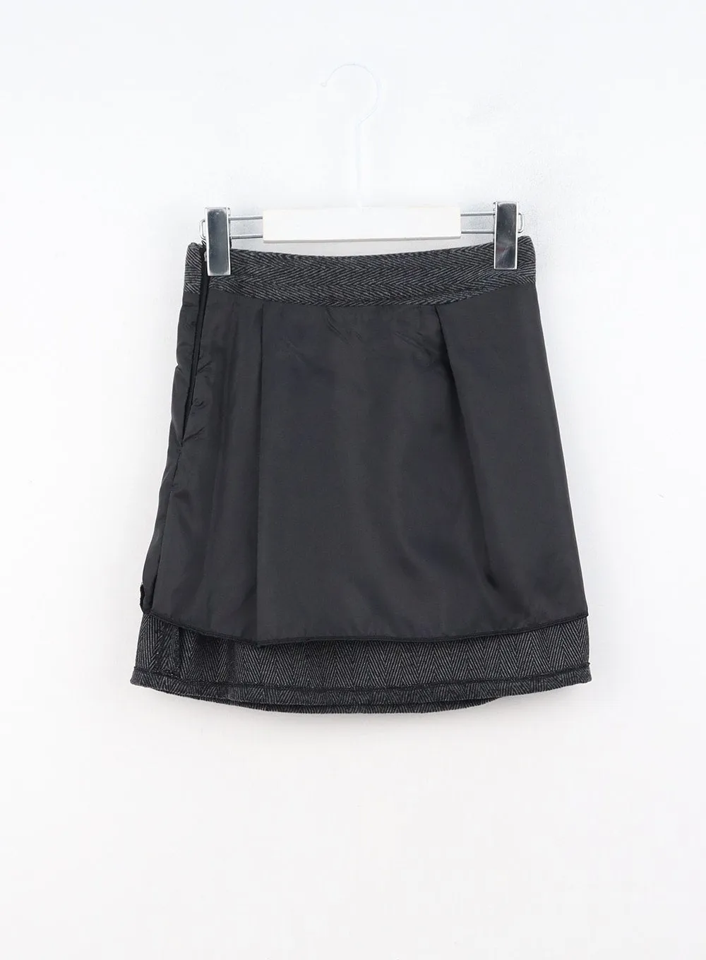 Herringbone Wool Blend Mini Skirt OO327