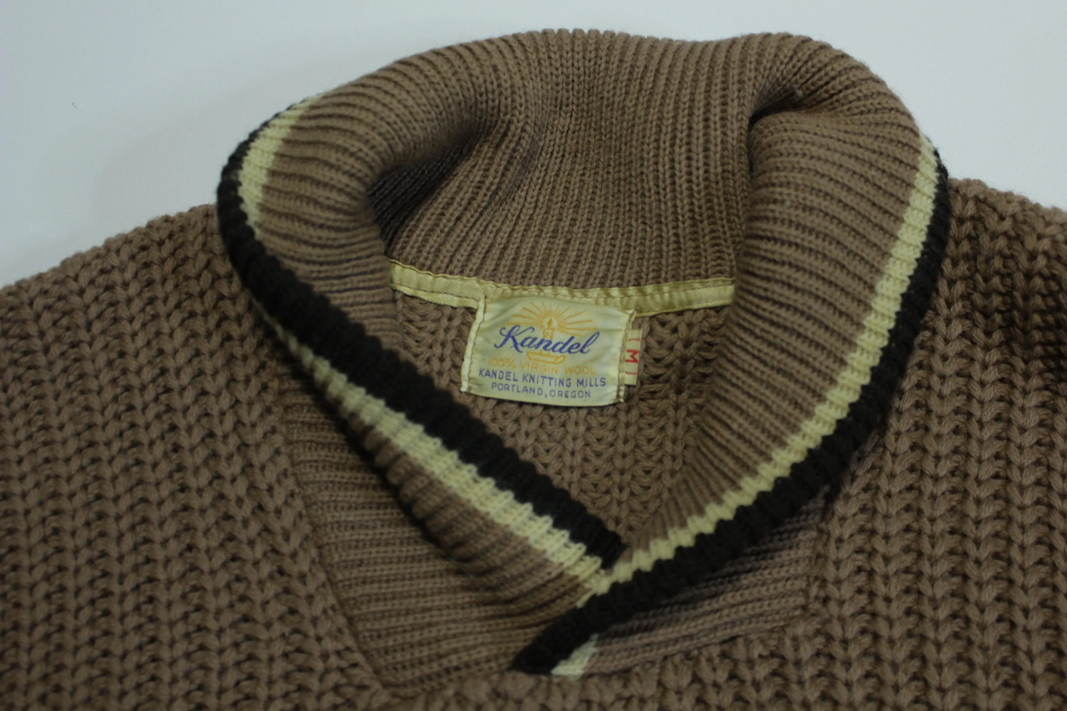 Kandel Knitting Mills Portland Oregon Vintage 1950's Mock Turtle Collar Knit Wool Sweater