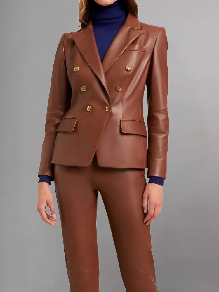 Kinley Womens Leather Blazer Jacket