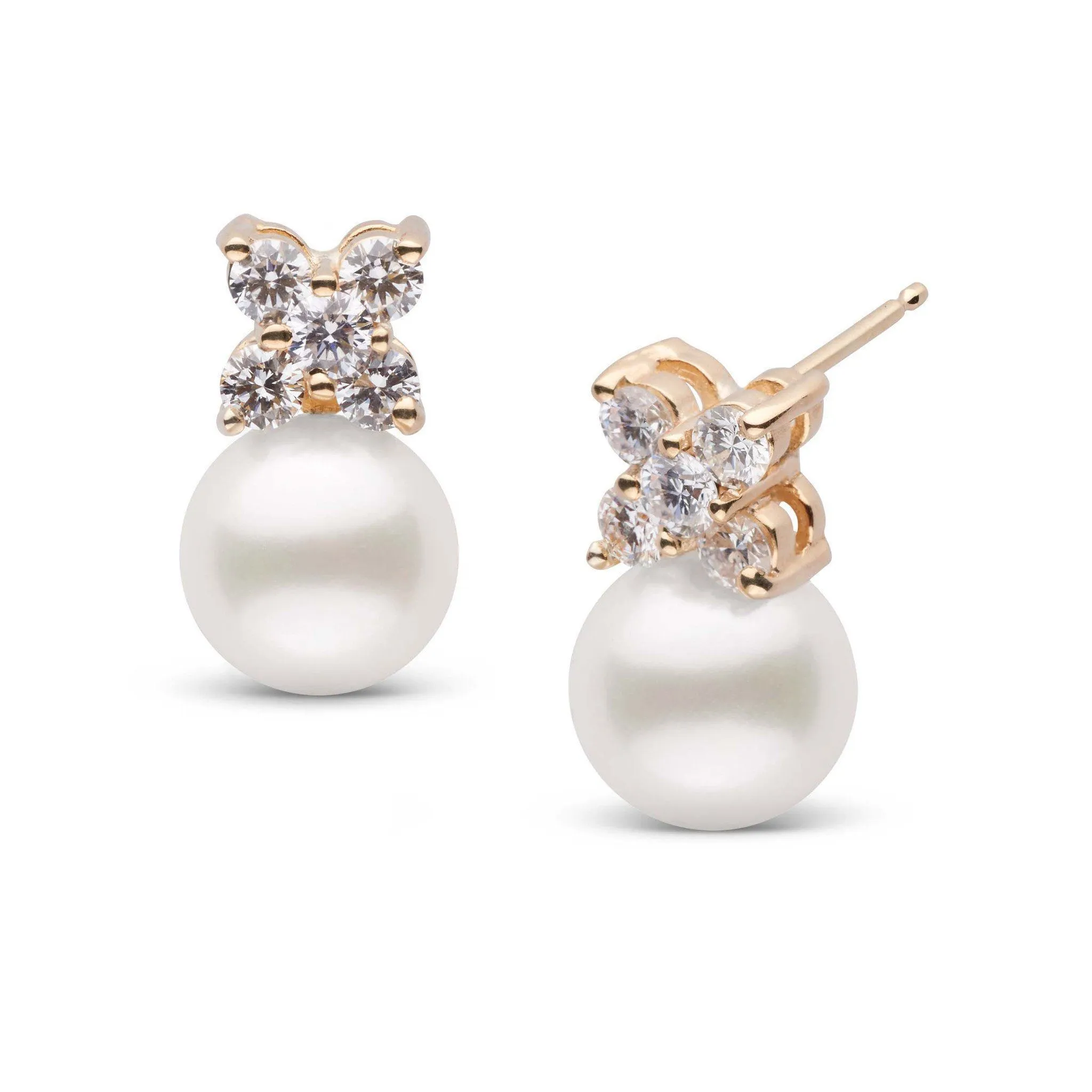 Kiss Collection Freshadama 8.0-9.0 mm Pearl and Diamond Earrings