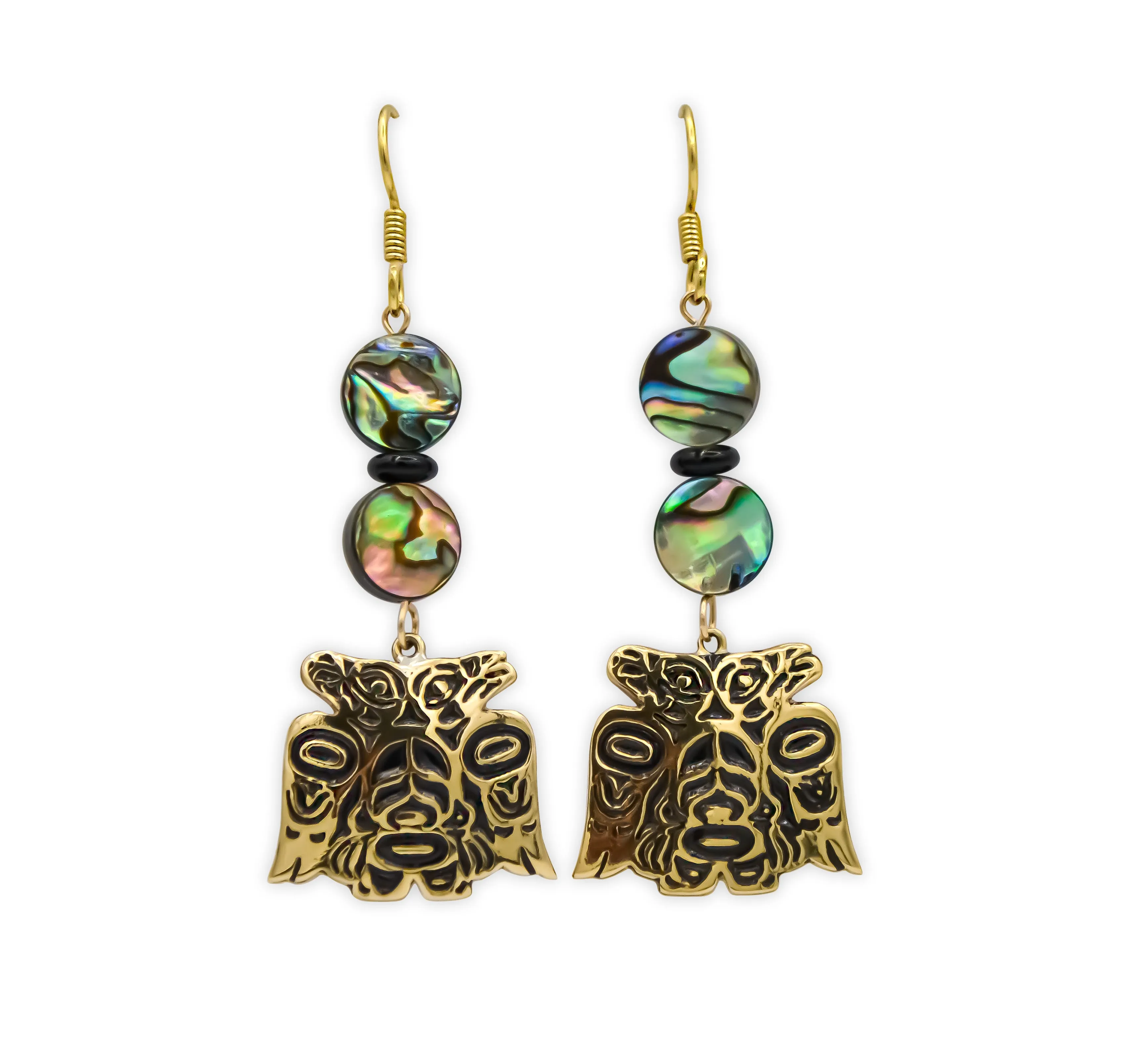 Lovebirds Alchemia Gold & Abalone Dangle Earrings