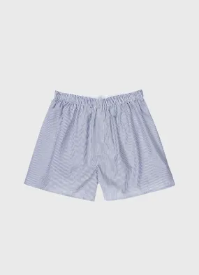 Men's Classic Boxer Shorts in White/Navy Pinstripe