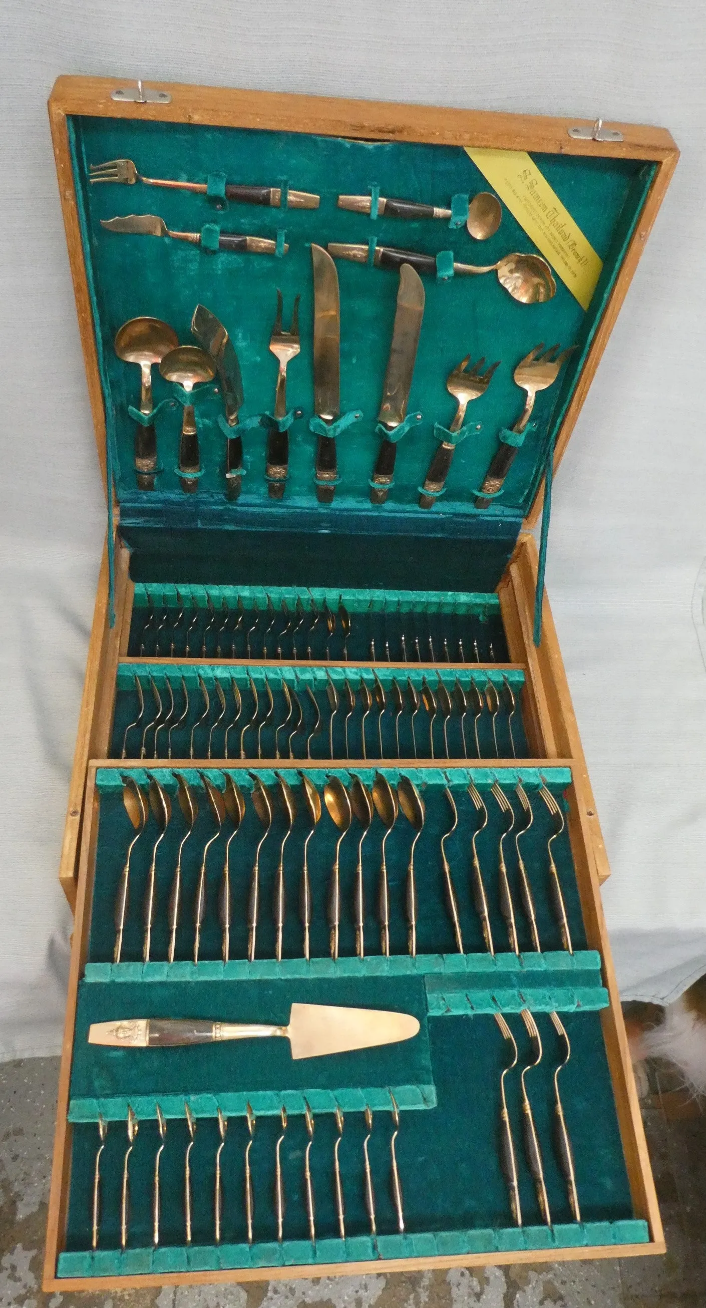 Mid-Century Thai Bronze Flatware - 12 Place Settings   Serving Utensils