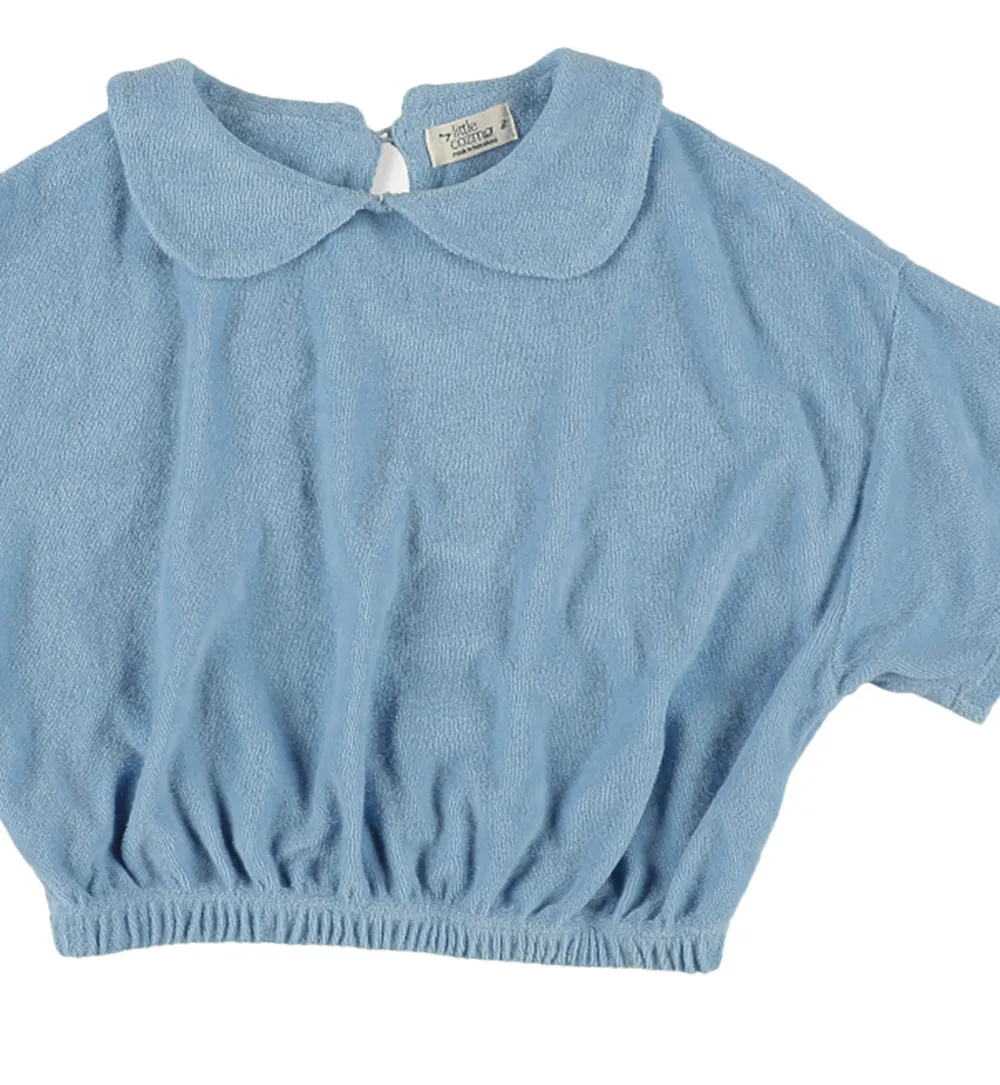 MY LITTLE COZMO Les Tresors Marines Organic Toweling Terry Blouse in Blue