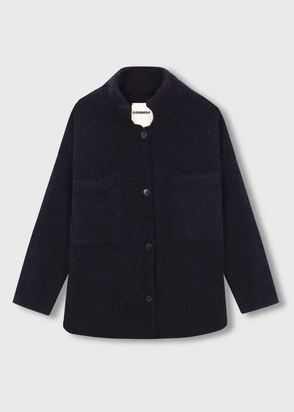 Navy Baby Alpaca Polo Jacket