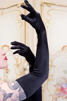 Night At The Opera Long Gloves (Satin Black)