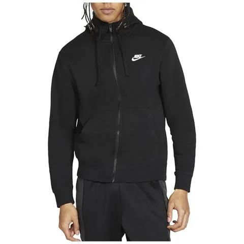 Nike Men's Club Hoodie Full Zip Sweatshirt BV2645 010 black