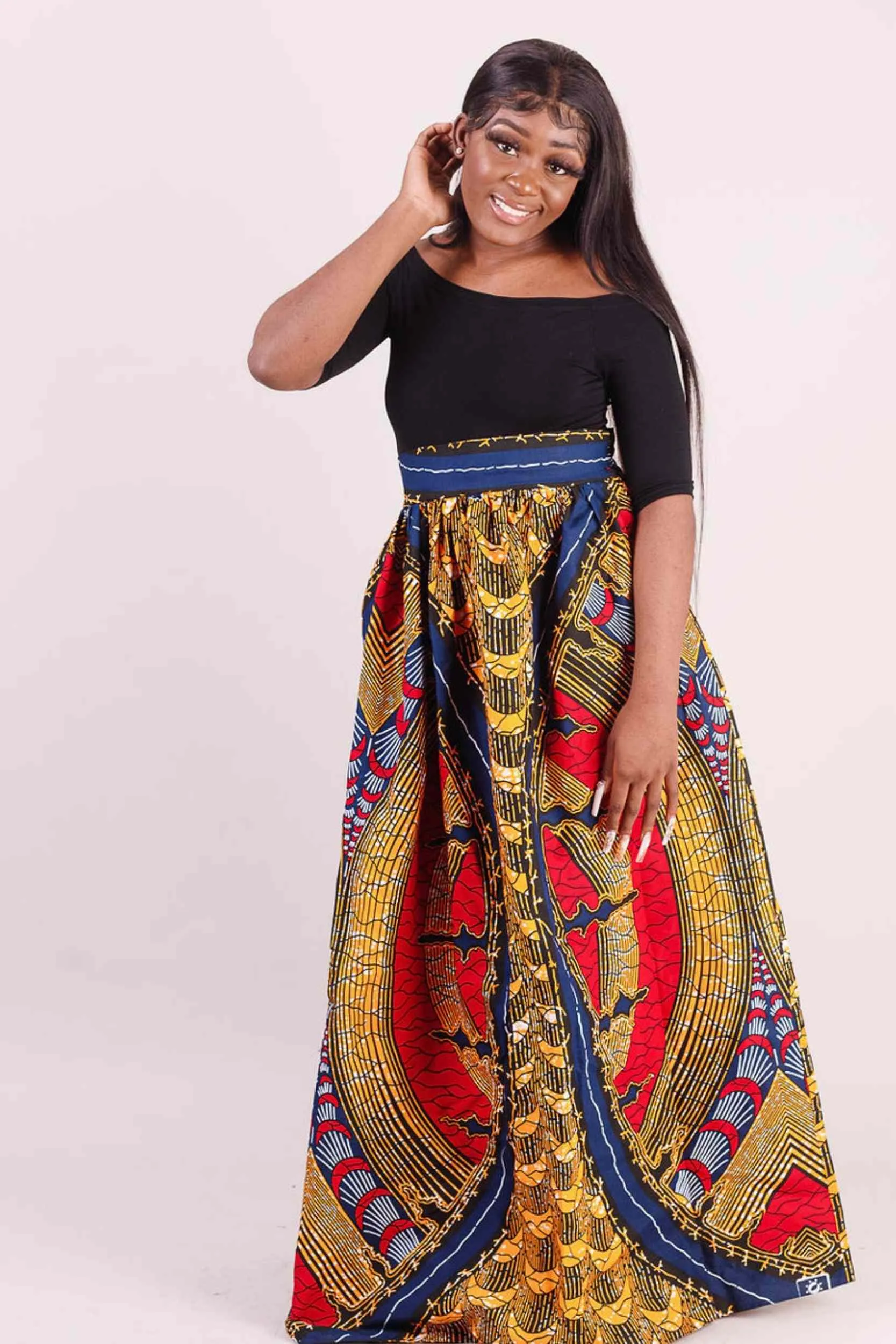 OZIA African Print Maxi Skirt