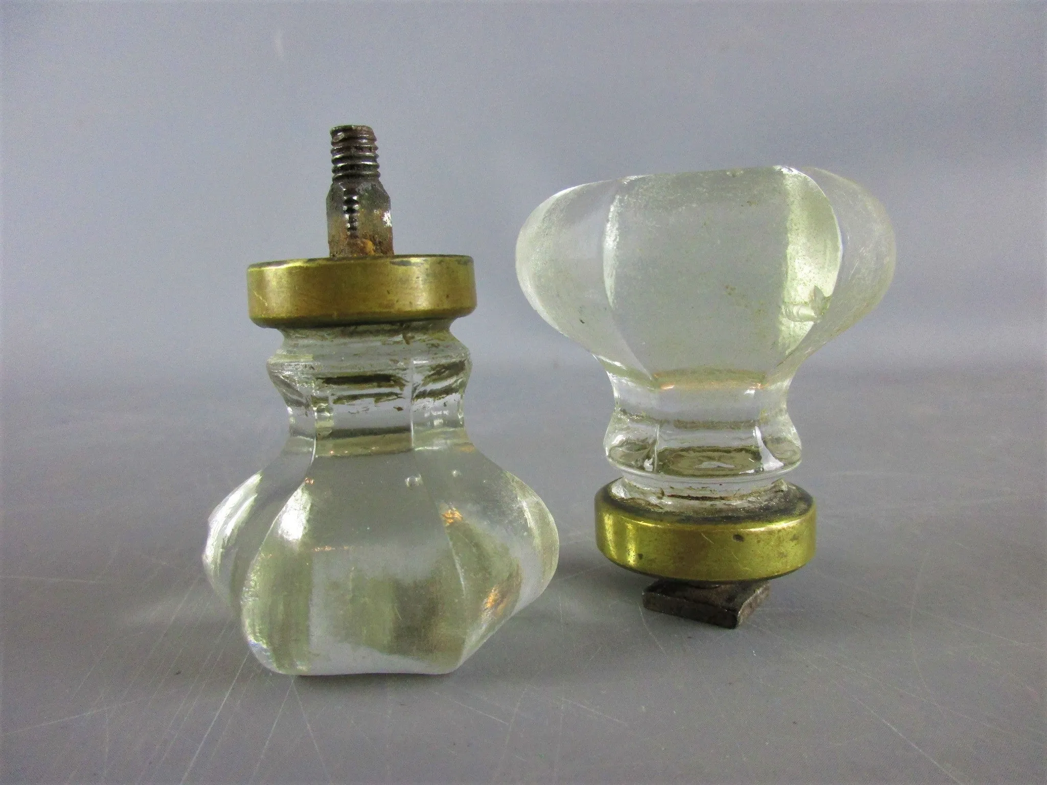 Pair Of Hand Made French Glass Door Knobs Vintage c1930