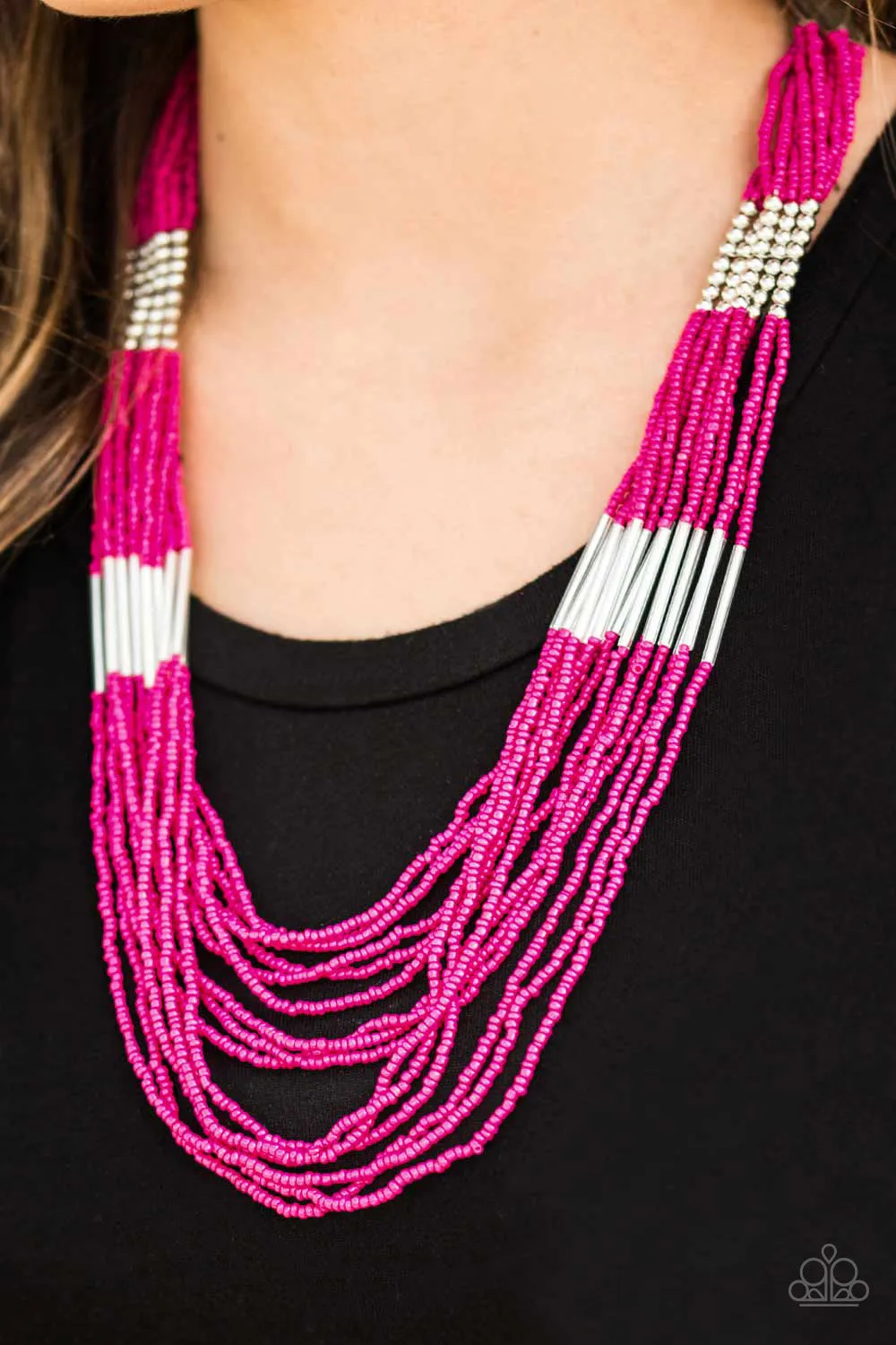 Paparazzi Necklace ~ Let It BEAD - Pink Seed Beads Necklace