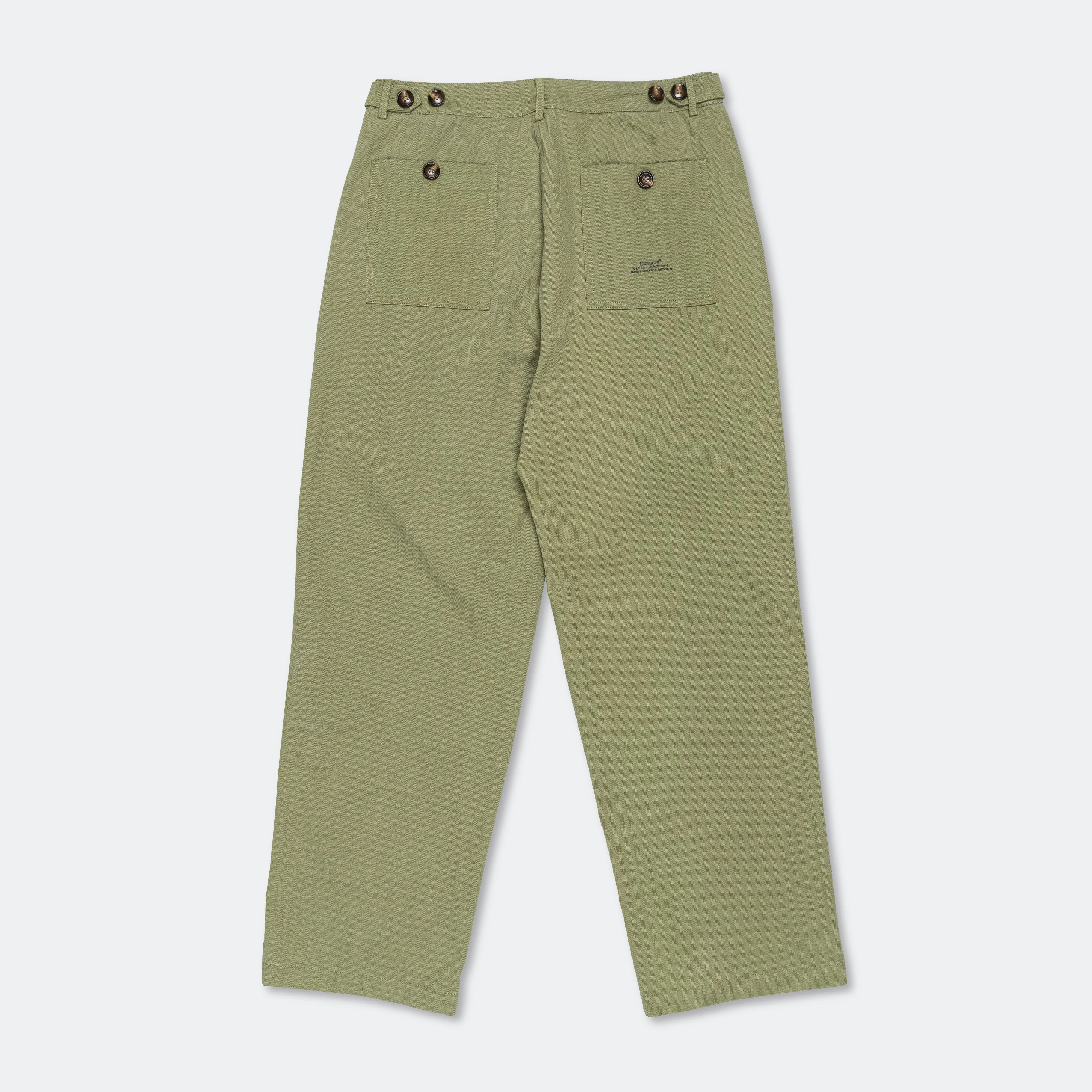 Pleated Herringbone Trouser - Olive