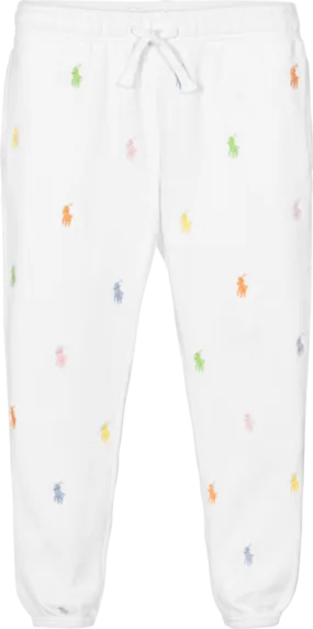 Polo Ralph Lauren White Cotton Multicoloured Polo Player Embroidered Logo Joggers 7 Years