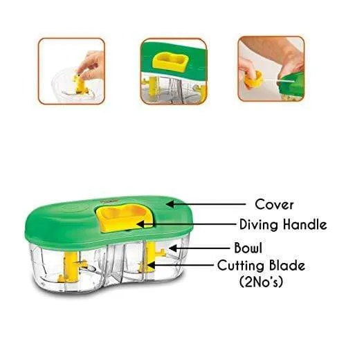 Prestige Double Bowl Vegetable Cutter (Green, 600ml) PVC 4.0