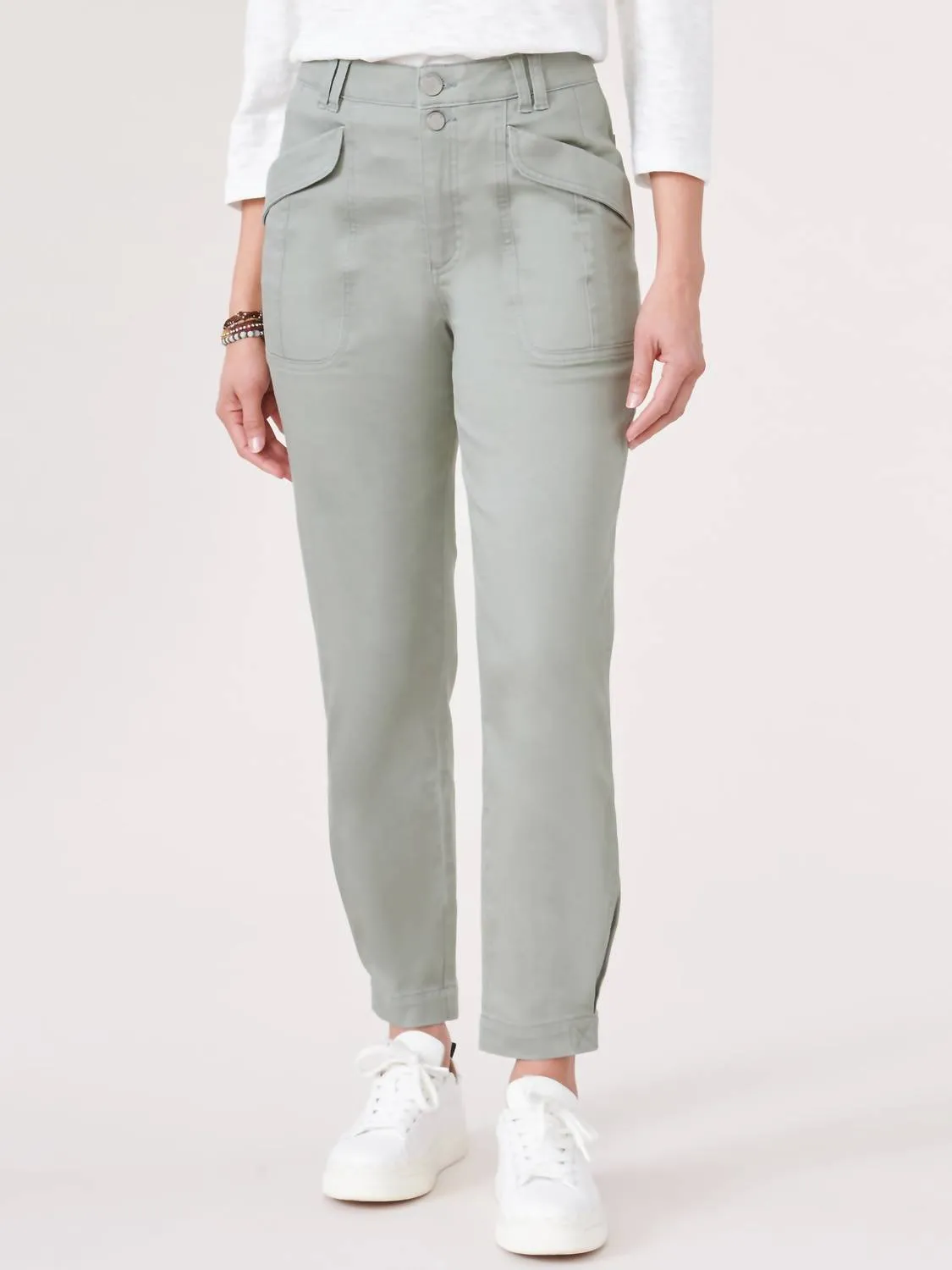 "ab"solution Skyrise Pleated Hem Double Button Utility Pant In Deep Seagrass