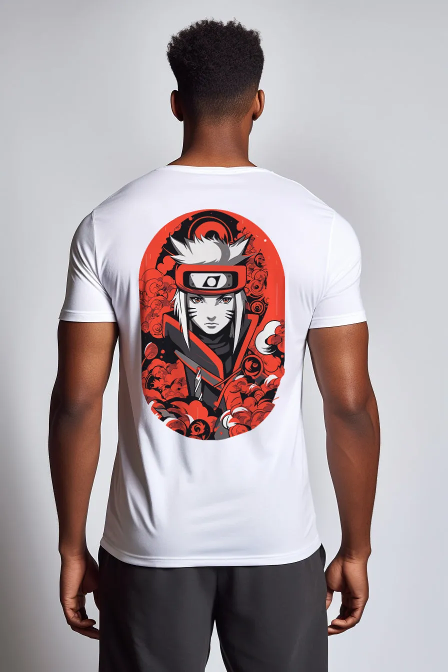 Red & White Naruto Monochrome Tee: Cristina McAllister-Inspired Design - Digital Graphics Basic T-shirt White