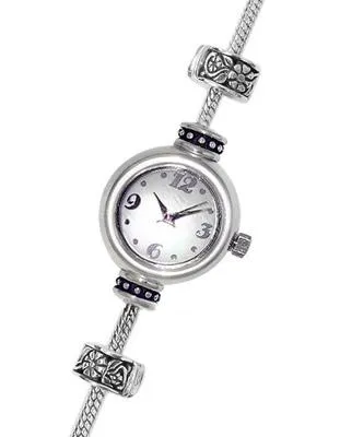 Reflection Beads Sterling Silver Watch Bead Bracelet - White Mother of Pearl