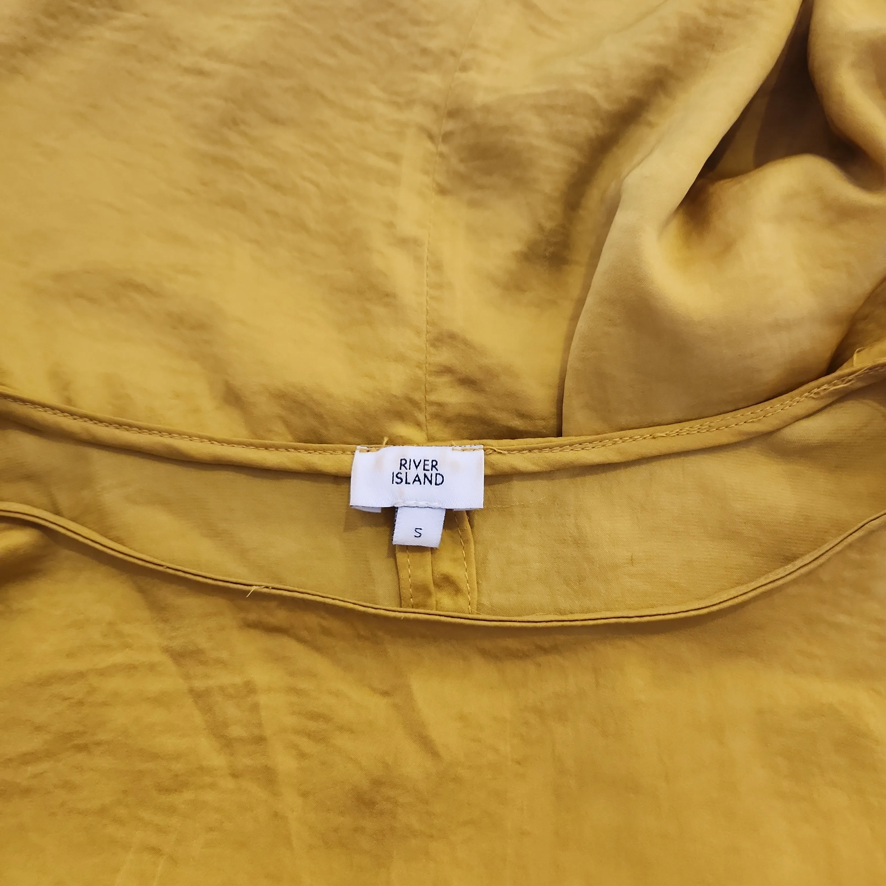 River Island Mustard Yellow Satin Side-tie Top | Pre Loved |