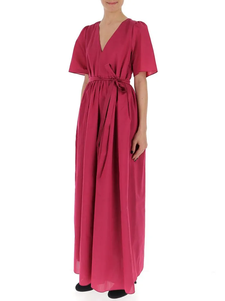 'S Max Mara Pleated V-Neck Maxi Dress