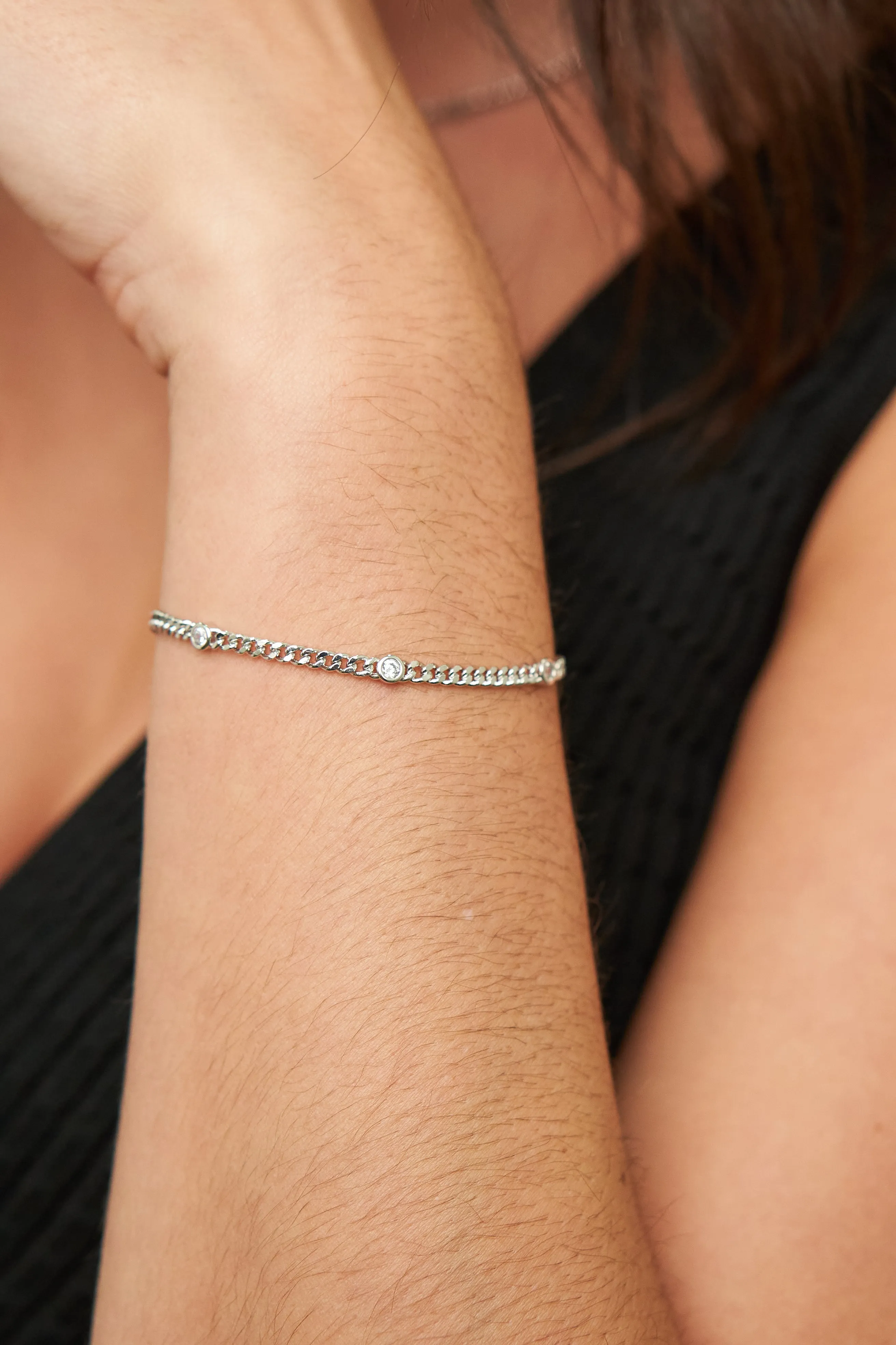 Silver CZ Dainty Bracelet