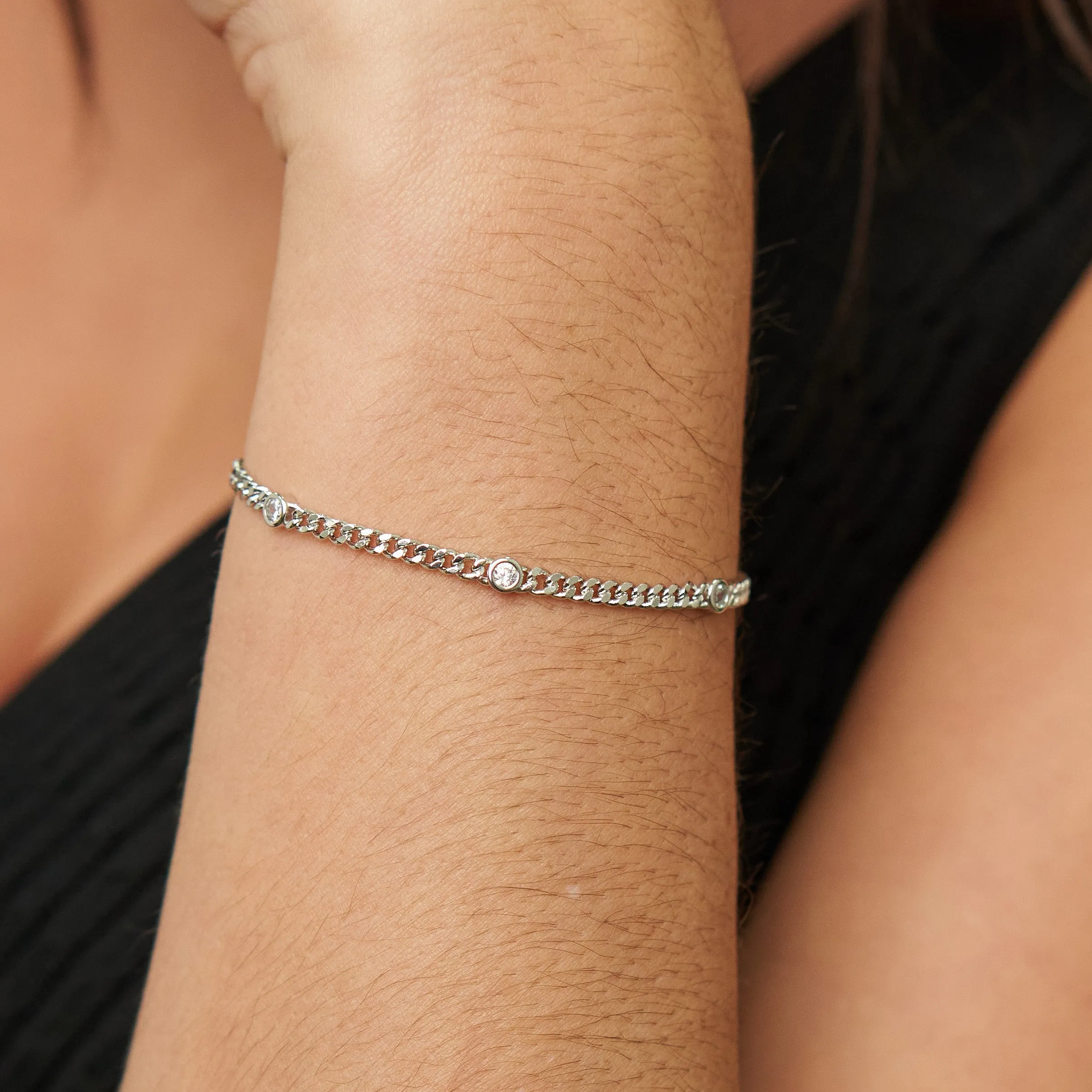 Silver CZ Dainty Bracelet