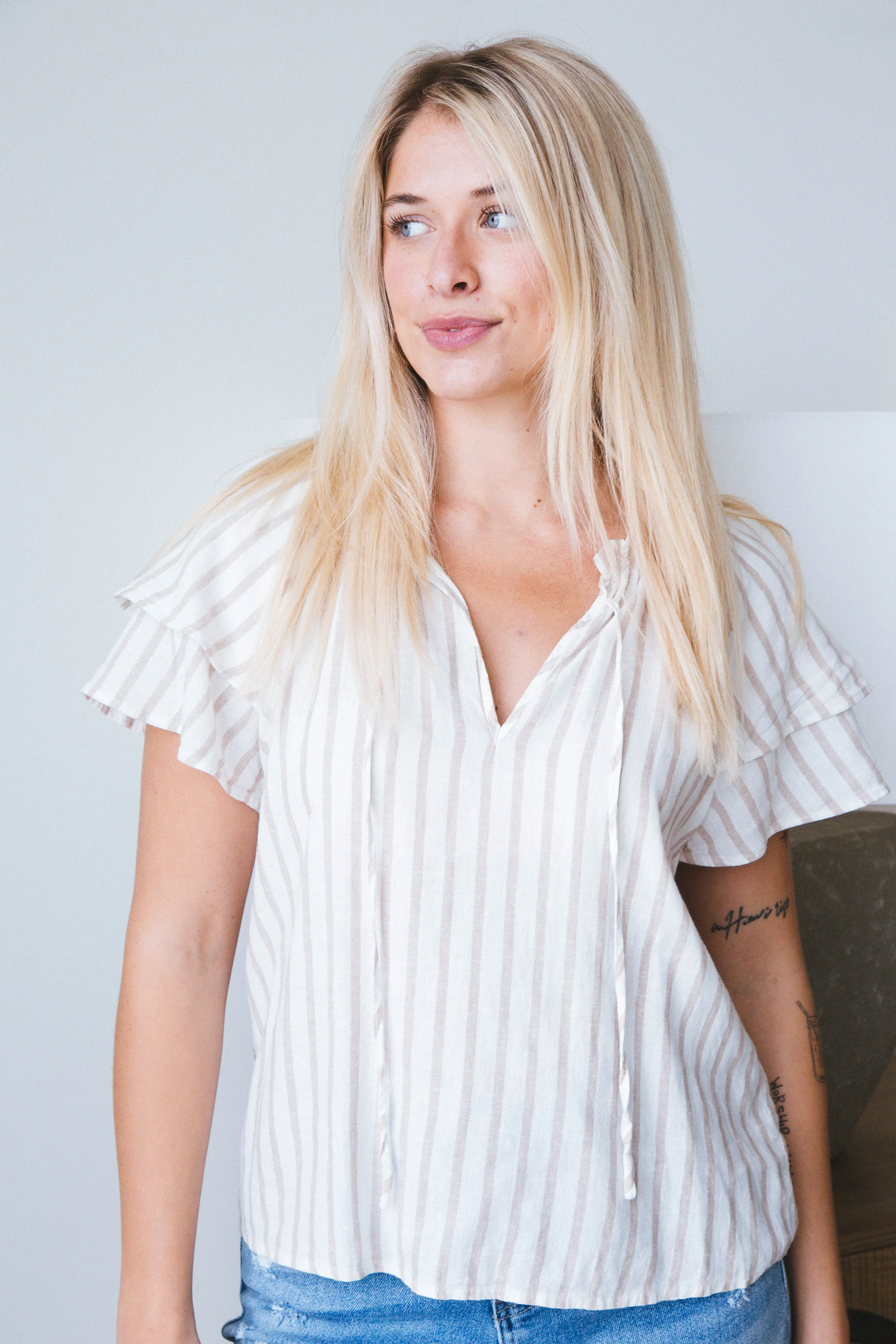 Take Me Outside Shell Top, Eco Natural Stripe | Sanctuary