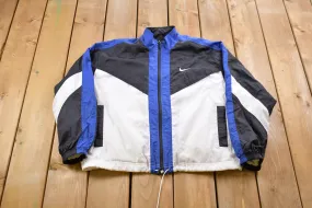 Vintage 1990s Kids Nike Full Zip Embroidered Swoosh Windbreaker Jacket / 90s Nike / Athletic Spring Summer Sportswear / Streetwear