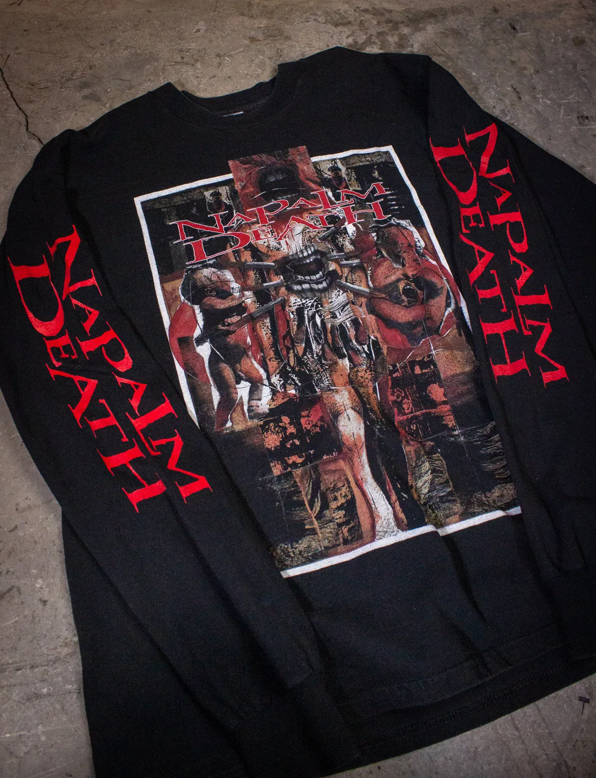 Vintage Napalm Death Inside The Torn Apart Long Sleeve Concert T Shirt 1997 Black XL